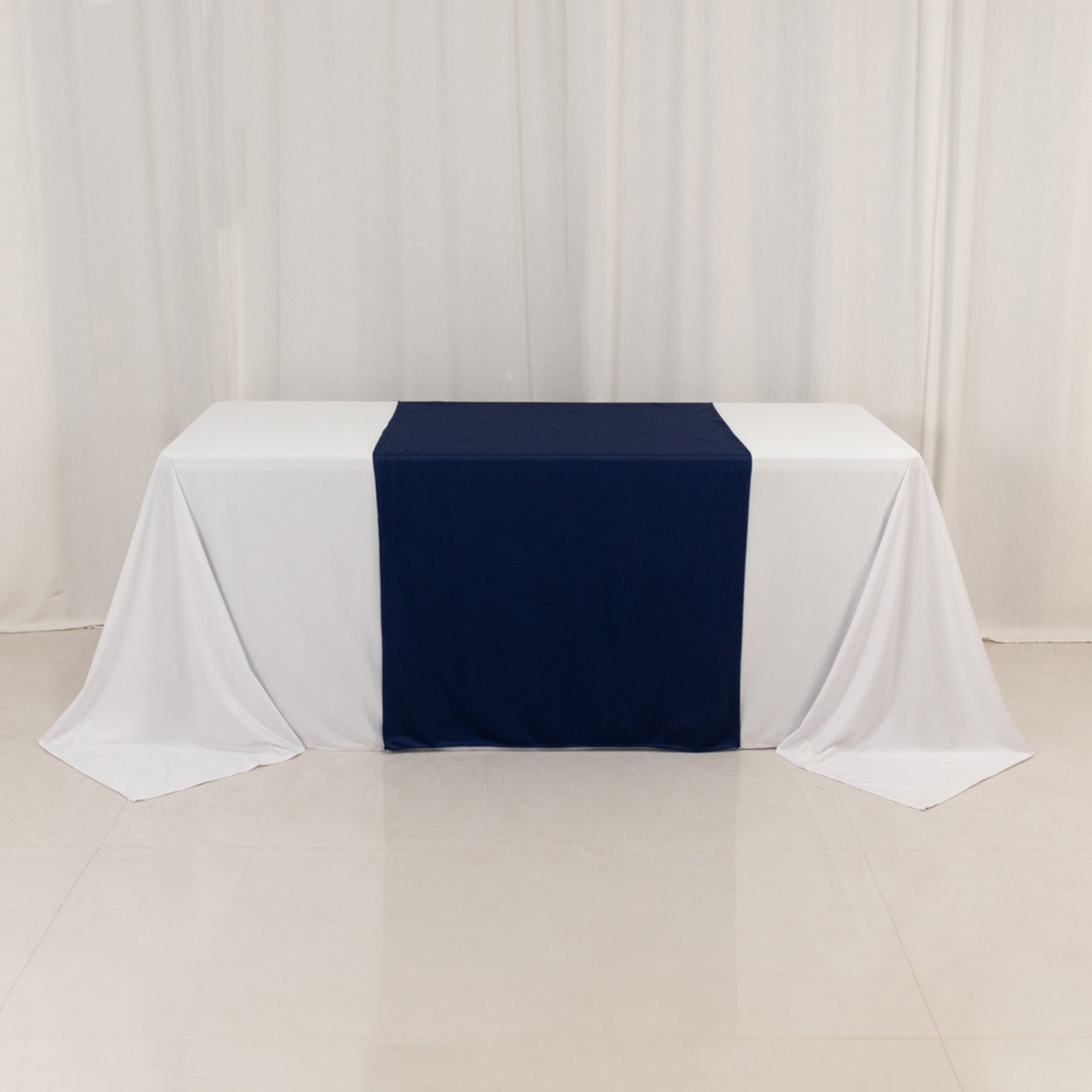 Navy Blue Wrinkle-Free Premium Scuba Polyester 36x72 Table Runner for Trade Shows