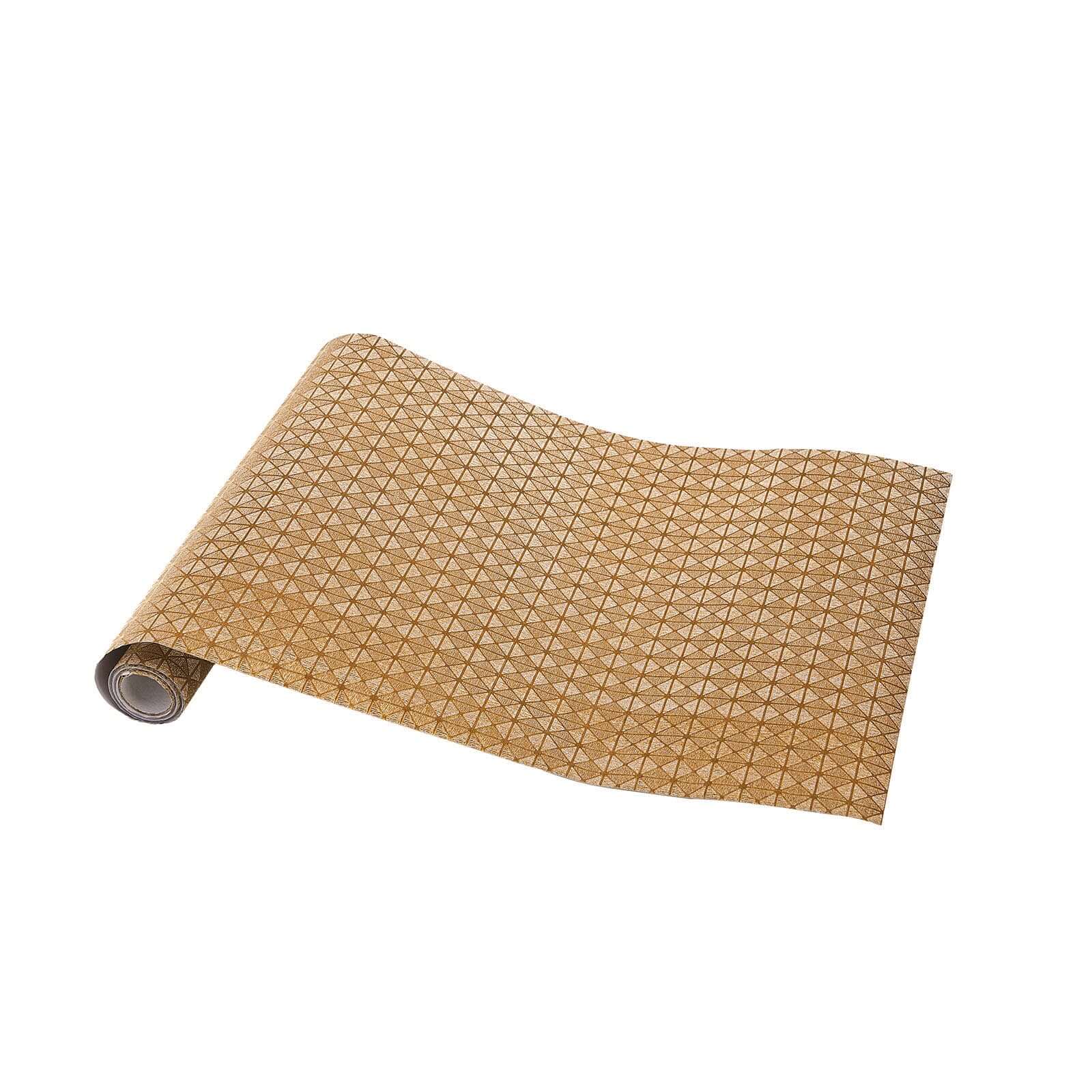 9ft Disposable Gold Geometric Print Table Runner - Perfect for Events
