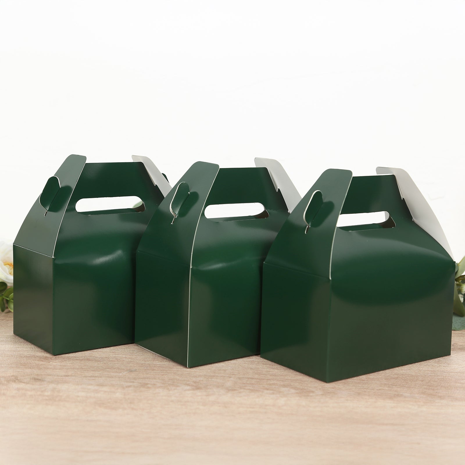 25-Pack Hunter Emerald Green Tote Gable Candy Gift Boxes - Ideal for Party Favors