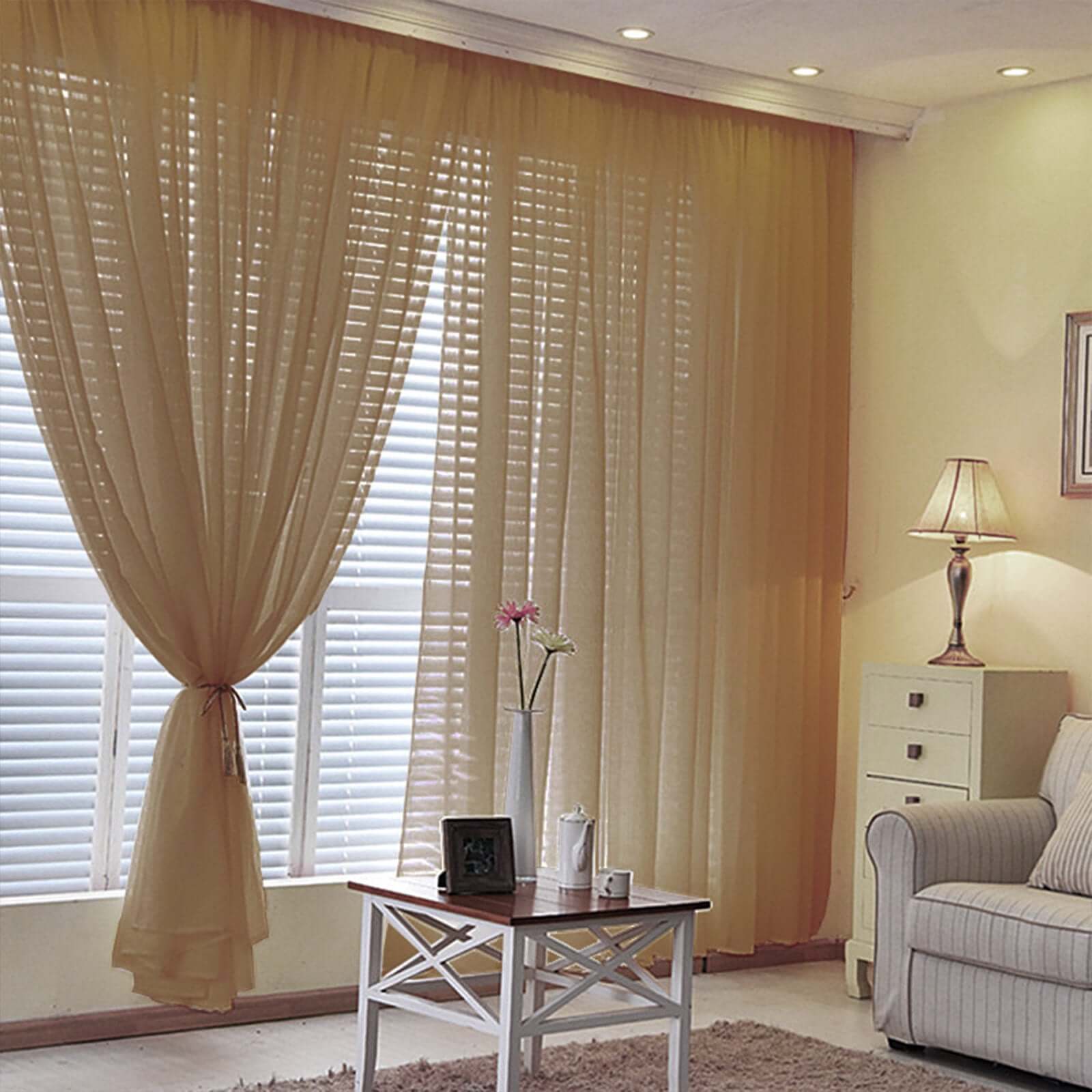 Hot Deal! 2-Pack Gold 10ftx10ft Flame-Resistant Chiffon Event Curtain Drapes with Rod Pockets