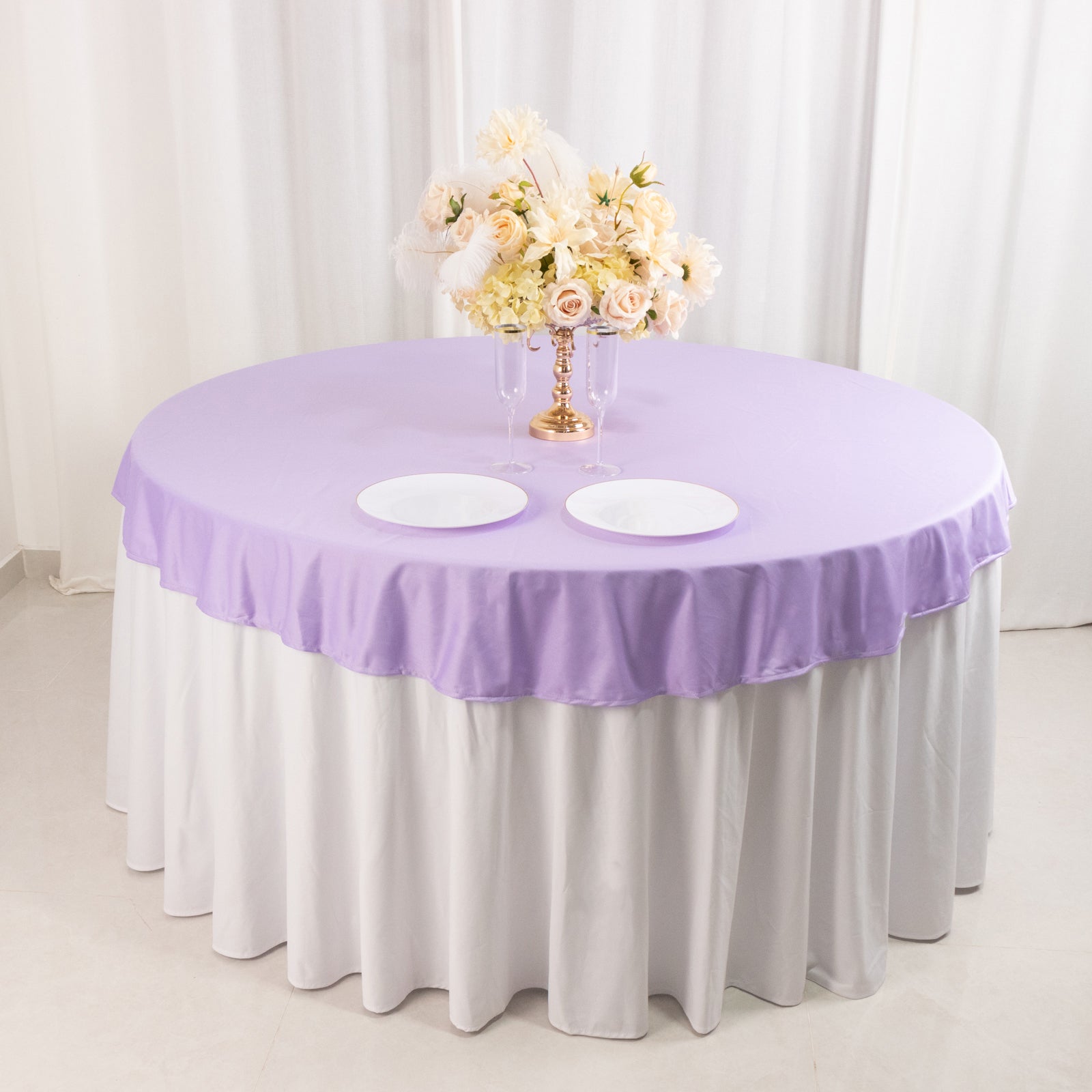 Premium Lavender 70' Round Scuba Tablecloth - Wrinkle & Stain Resistant