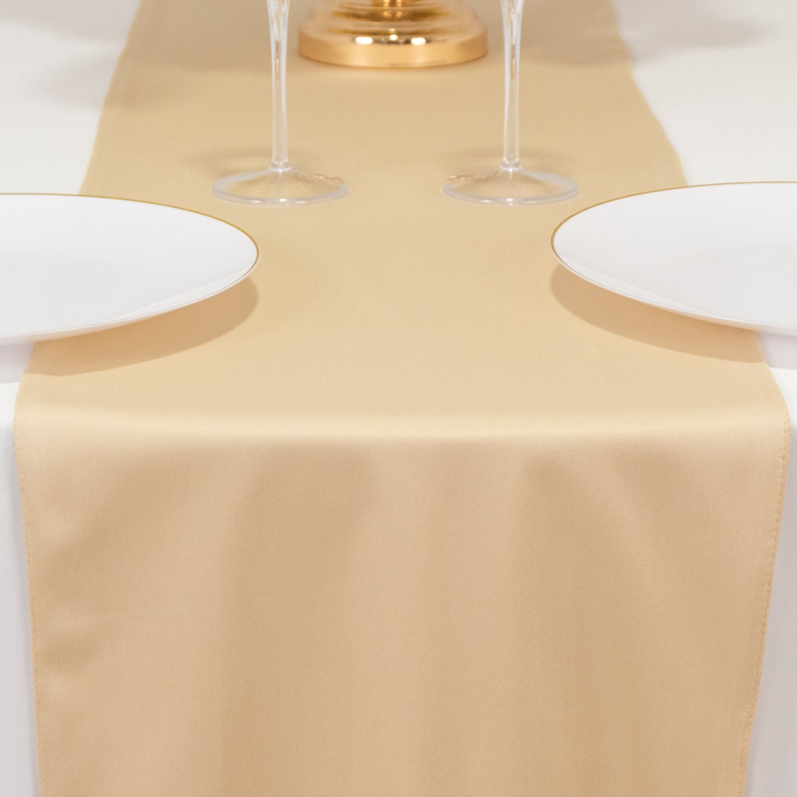 Exclusive Premium Beige Scuba Polyester 12x108 Wrinkle-Free Table Runner for Events