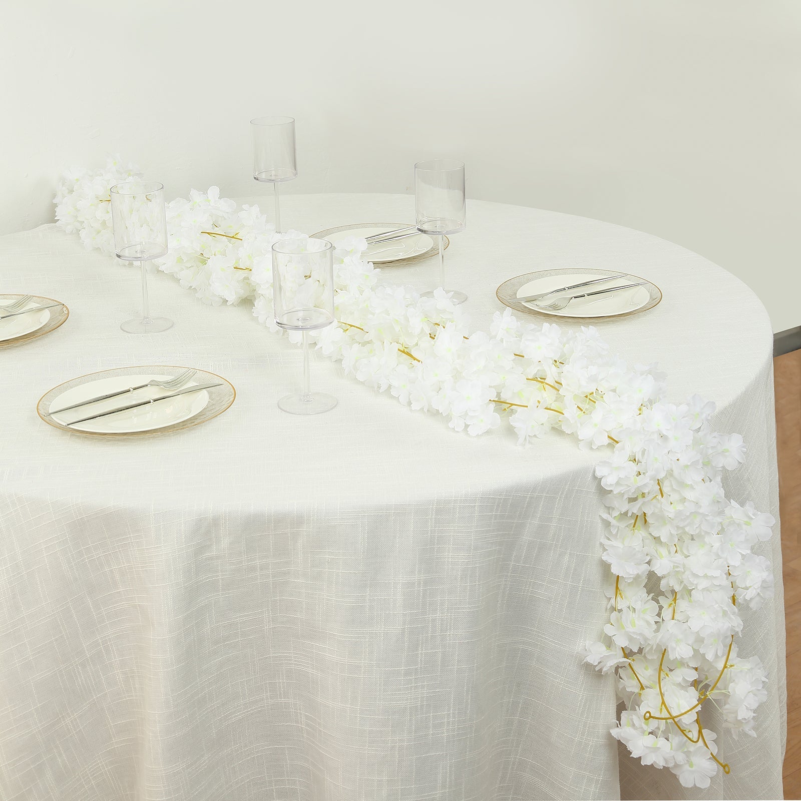 Hot Deal! 5-Piece Set of 6ft White Artificial Cherry Blossom Silk Floral Hanging Vines