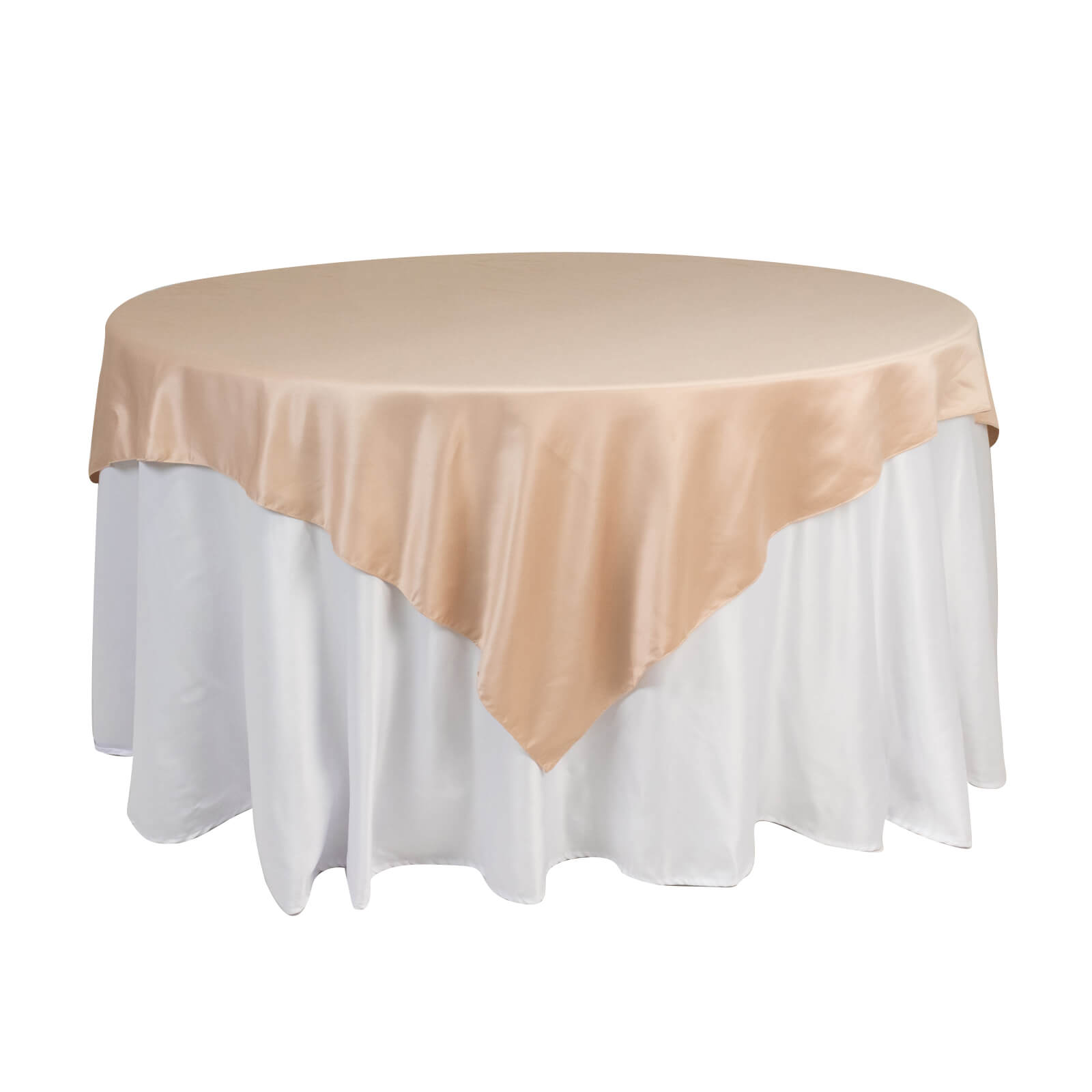 Nude Lamour Satin 72x72 Square Table Overlay with Smooth Finish