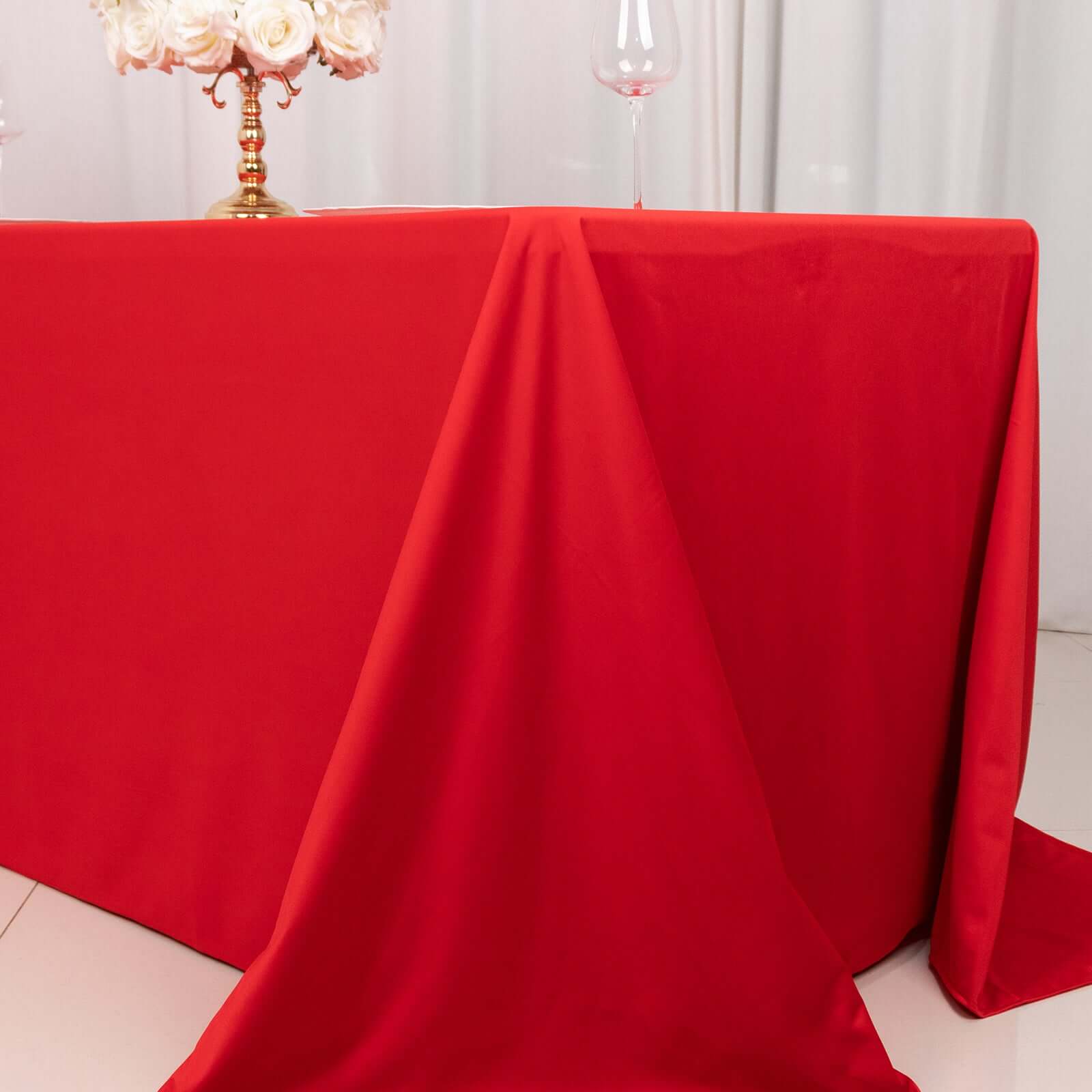 Exclusive Red Scuba Polyester 90x132 Wrinkle-Free, Stain-Resistant Rectangular Tablecloth
