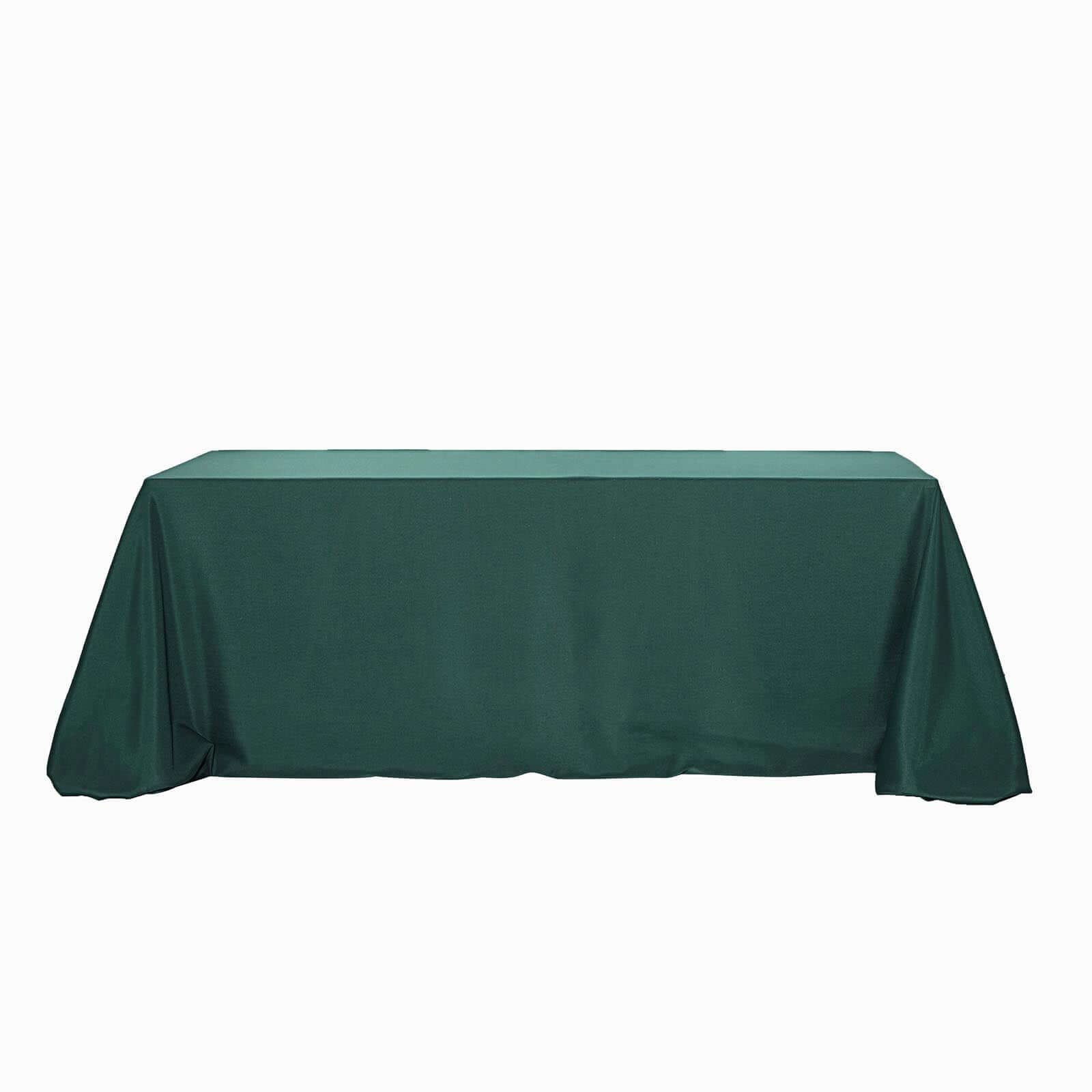 Hot Sale! 90x156 Rectangle Seamless Wrinkle-Resistant 100% Polyester Hunter Emerald Green Tablecloth