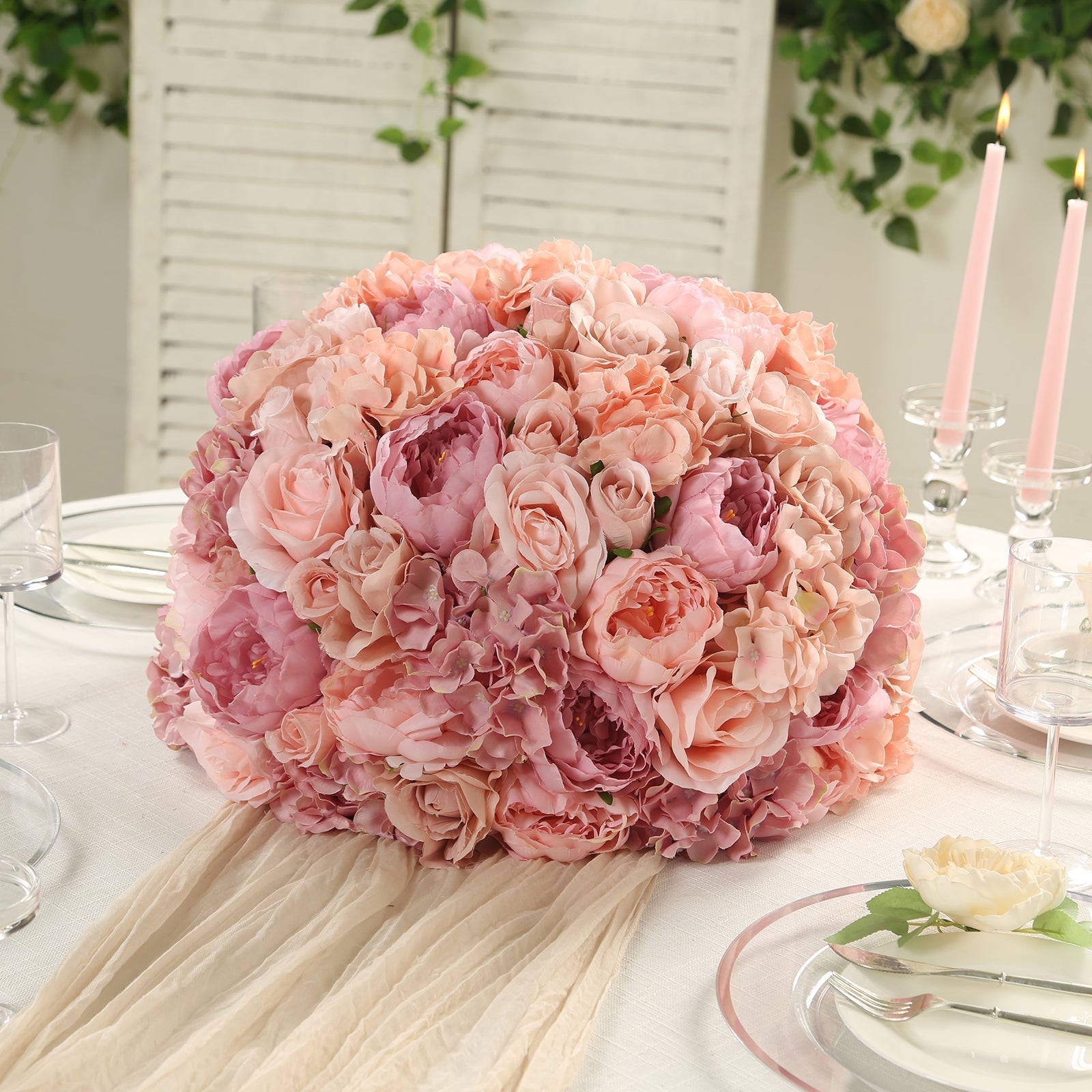 Hot Sale! Large Blush Artificial Silk Rose Flower Balls for Wedding Centerpieces and Table Decor