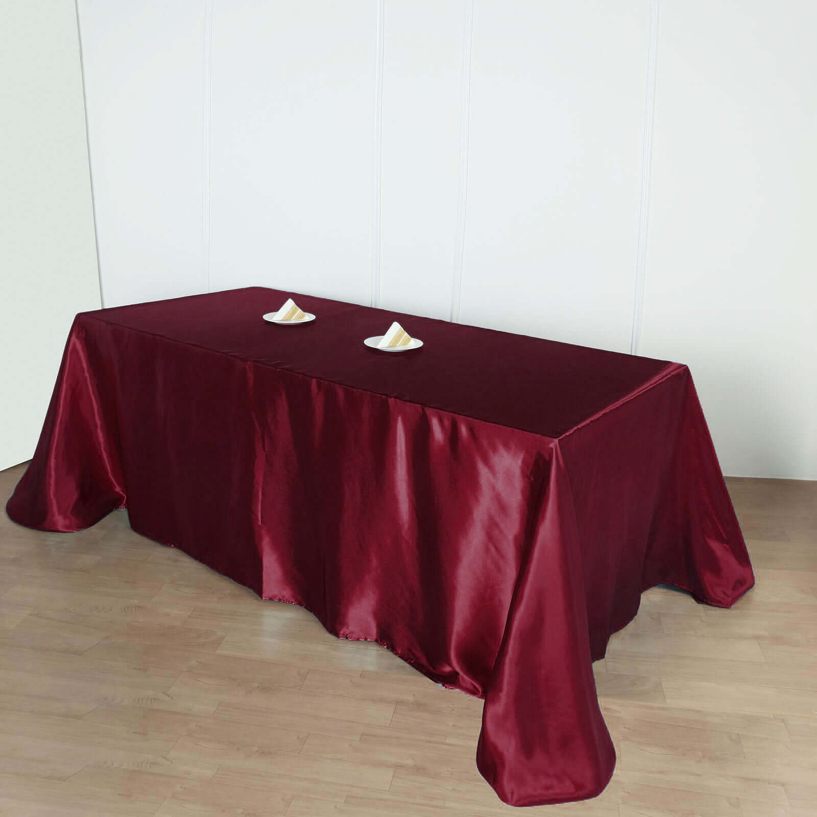Burgundy Seamless Satin Tablecloth - 90x156 Inches Rectangular Design