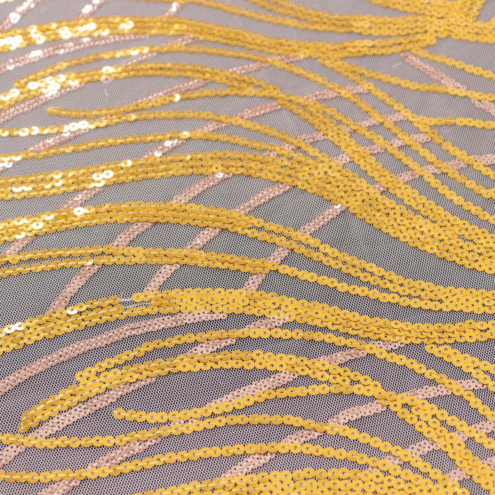 Hot! Rose Gold/Gold Sequin Mesh 120" Round Seamless Tablecloth
