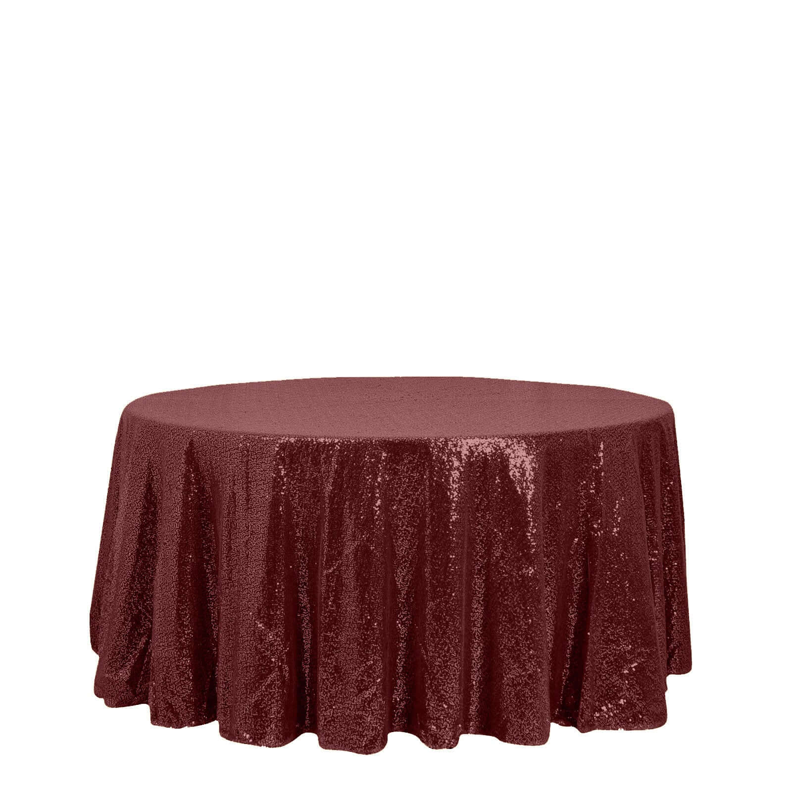 Hot Deal! Burgundy Seamless Glittering Sequin 120-Inch Round Tablecloth for Events