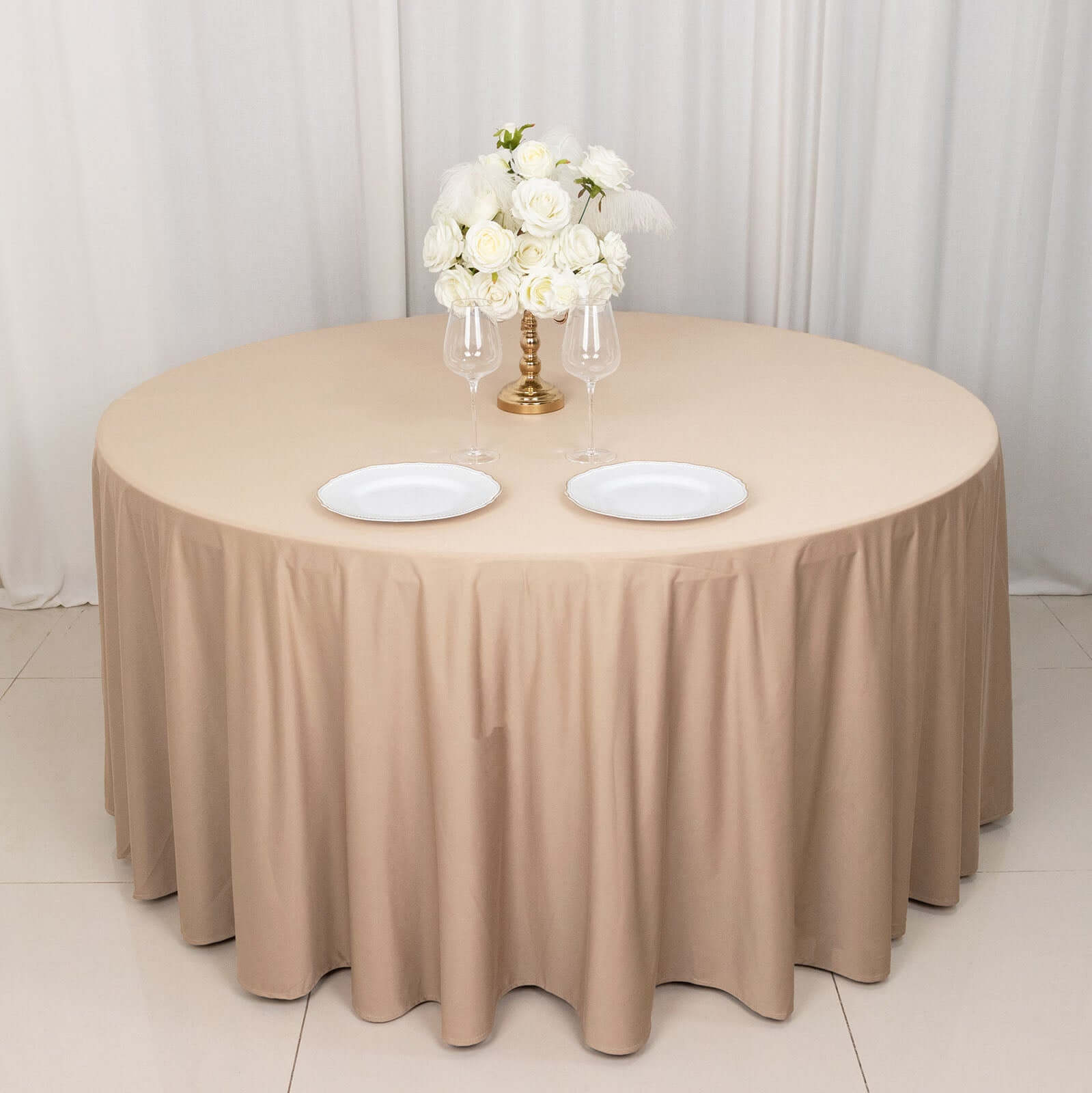 120' Nude Premium Scuba Seamless Tablecloth - Wrinkle & Stain Resistant