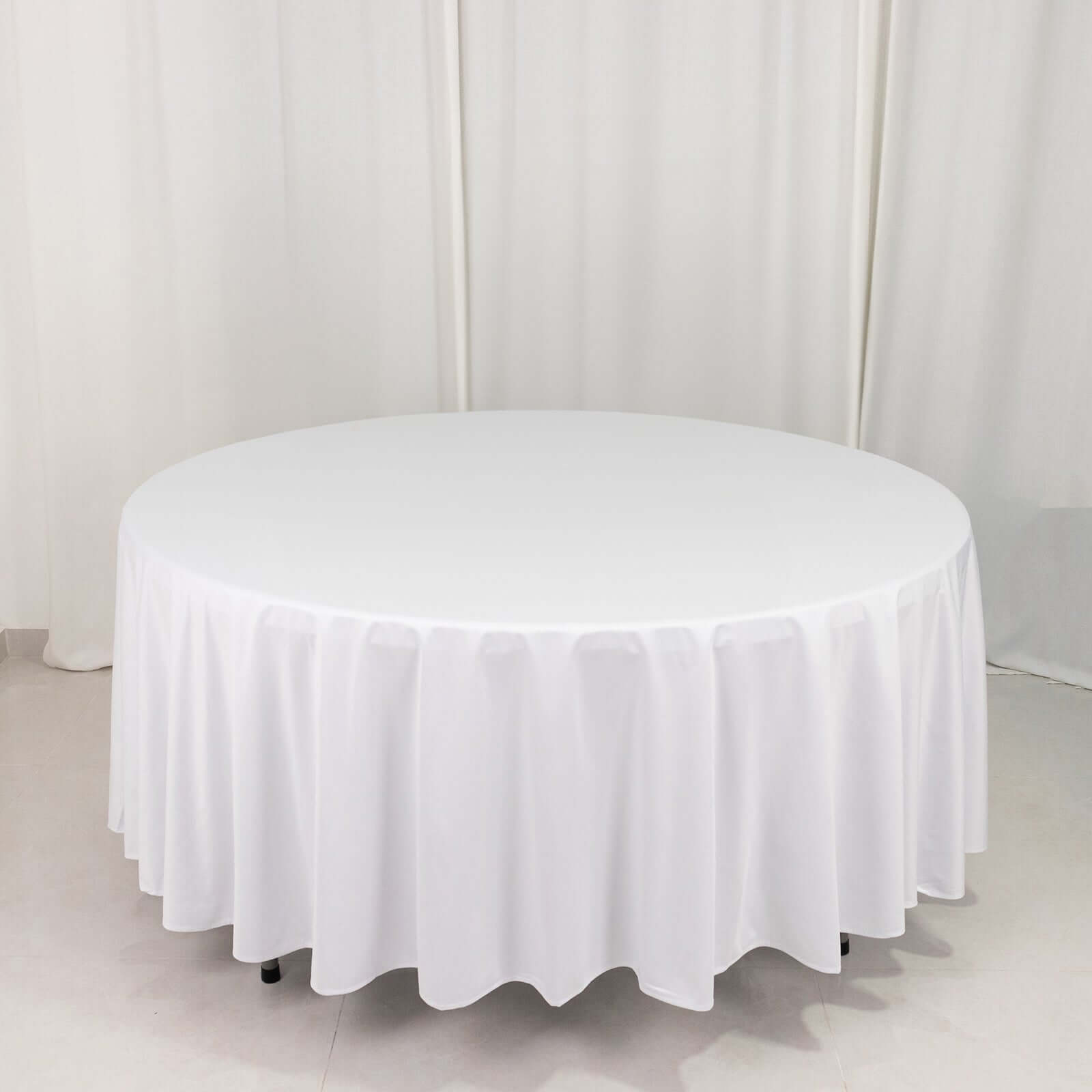Premium Wrinkle-Free & Stain-Resistant White Scuba Round 108 Tablecloth for Elegant Events