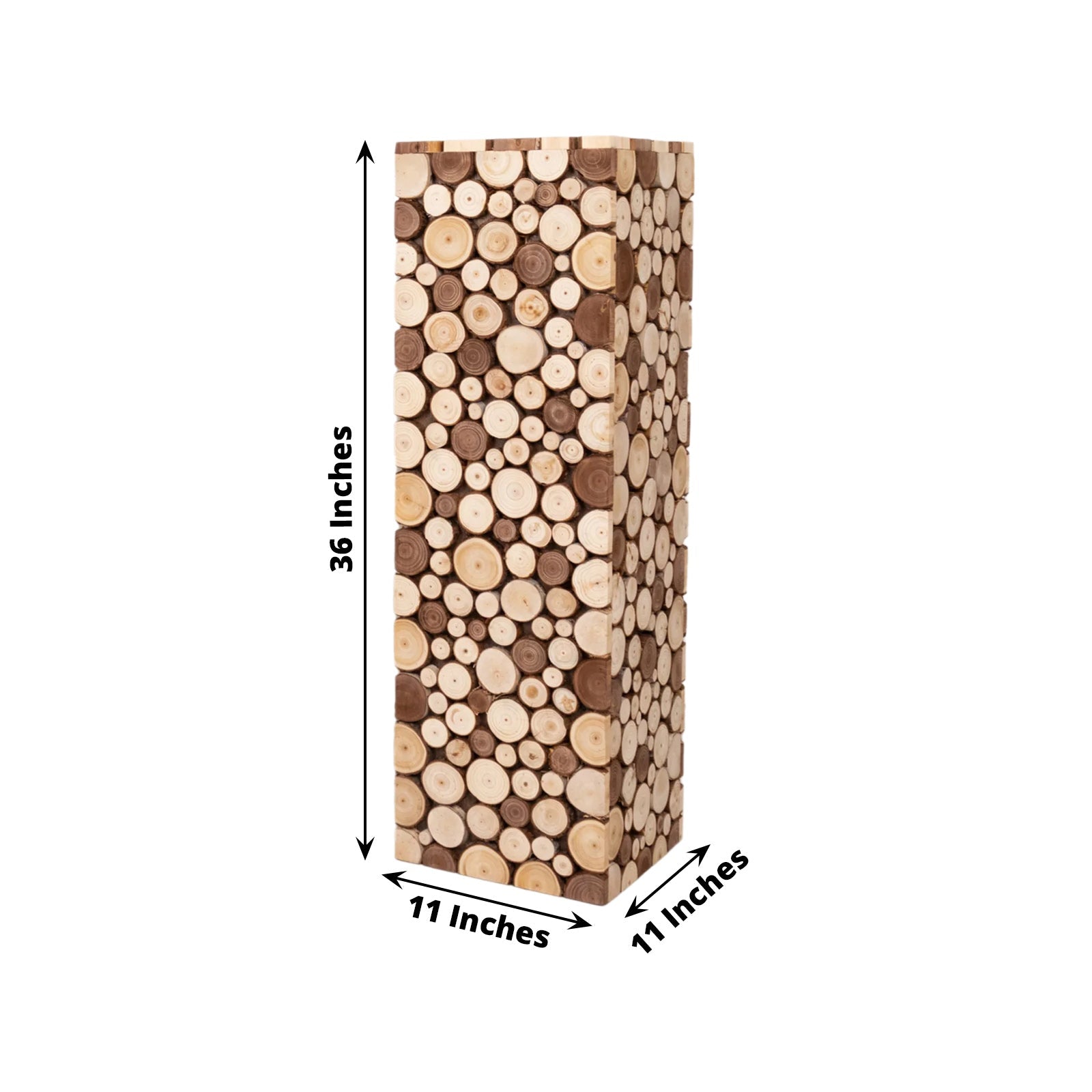 36" Natural Wooden Rectangular Pedestal Stand - Ideal for Rustic Decor