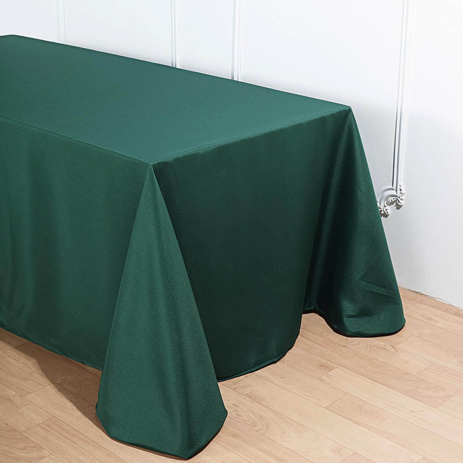 Hot Sale! 90x156 Rectangle Seamless Wrinkle-Resistant 100% Polyester Hunter Emerald Green Tablecloth