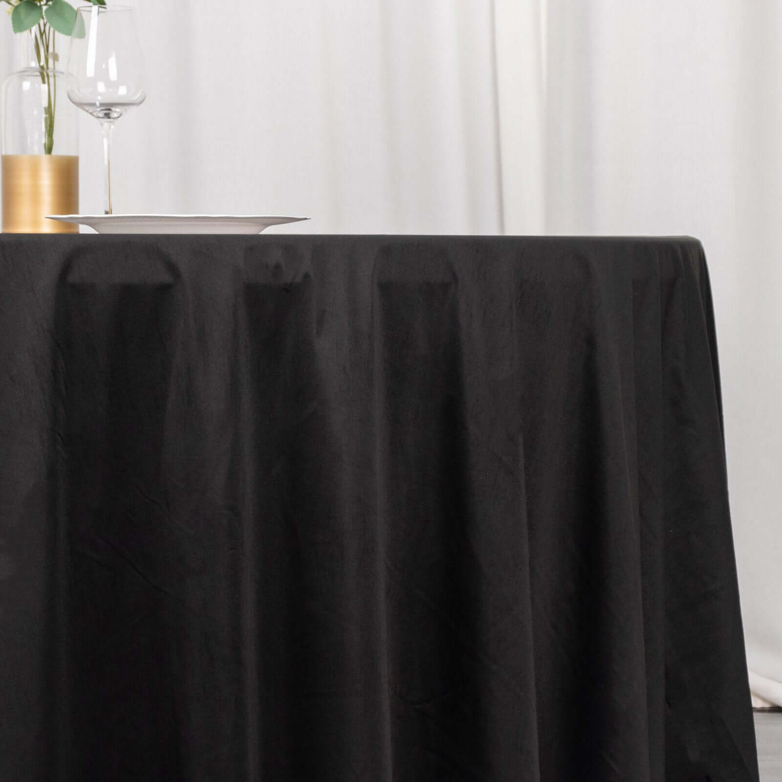 Exclusive Premium Black 120' Round Scuba Tablecloth - Wrinkle & Stain Free for Weddings & Events