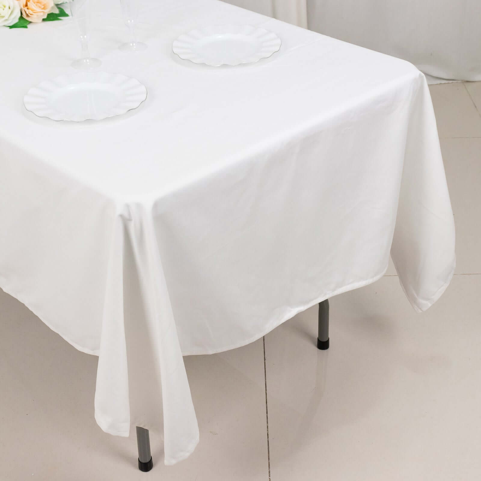 Soft and Breathable 100% Cotton White Rectangle Tablecloth, 60x102