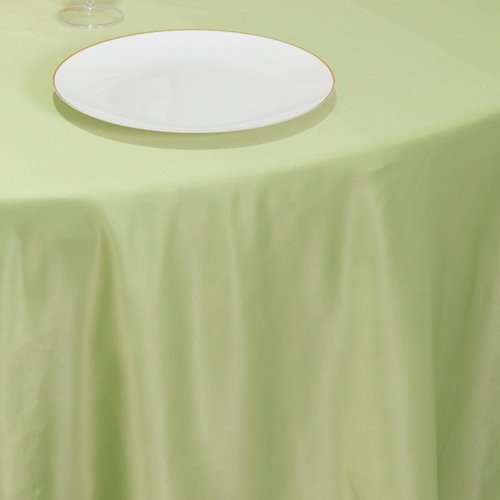 Sage Green Lamour Satin Seamless 120" Round Tablecloth with Soft Sheen