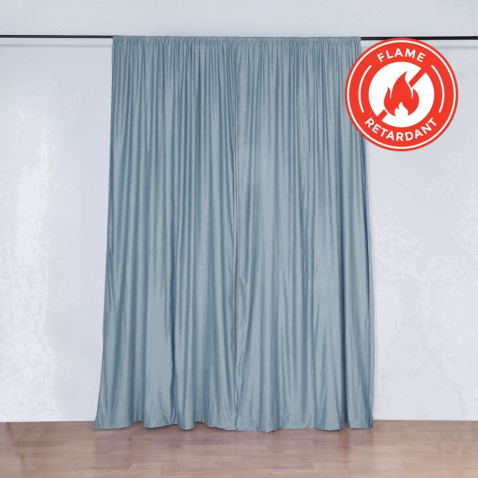 2-Pack 10ftx10ft Dusty Blue Scuba Polyester Wrinkle-Free Flame-Resistant Event Curtain Drapes