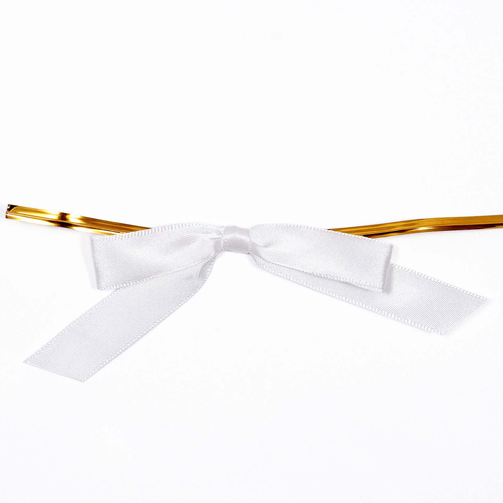 50 Pcs White Satin Ribbon Bows with Twist Ties - Ideal for Party Favors and Gift Decor