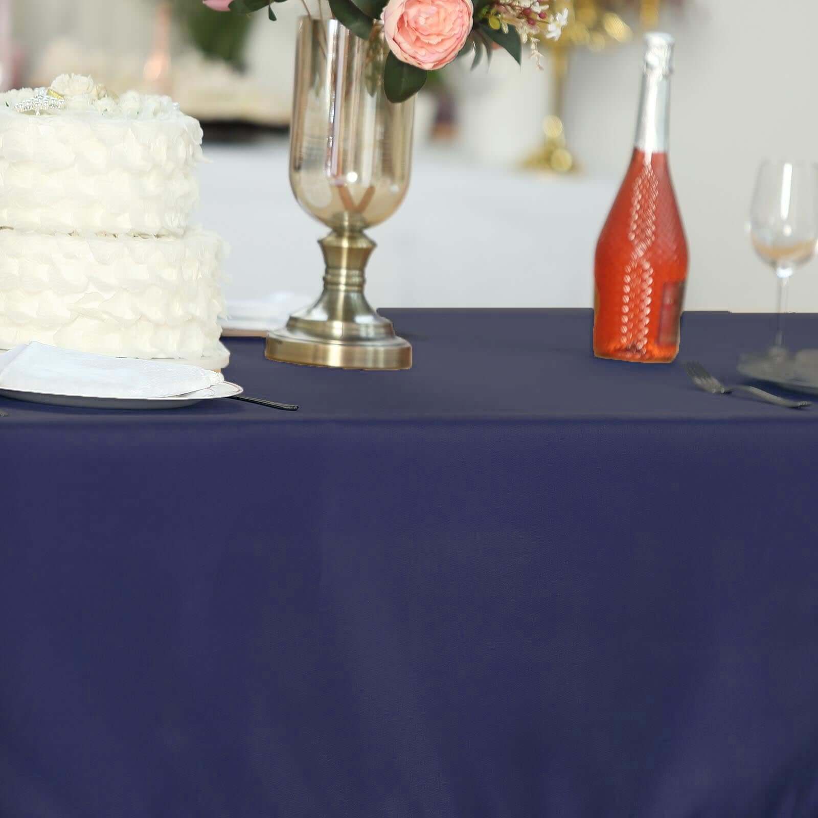 Navy Blue 60x102 Polyester Rectangle Tablecloth - Durable & Stylish