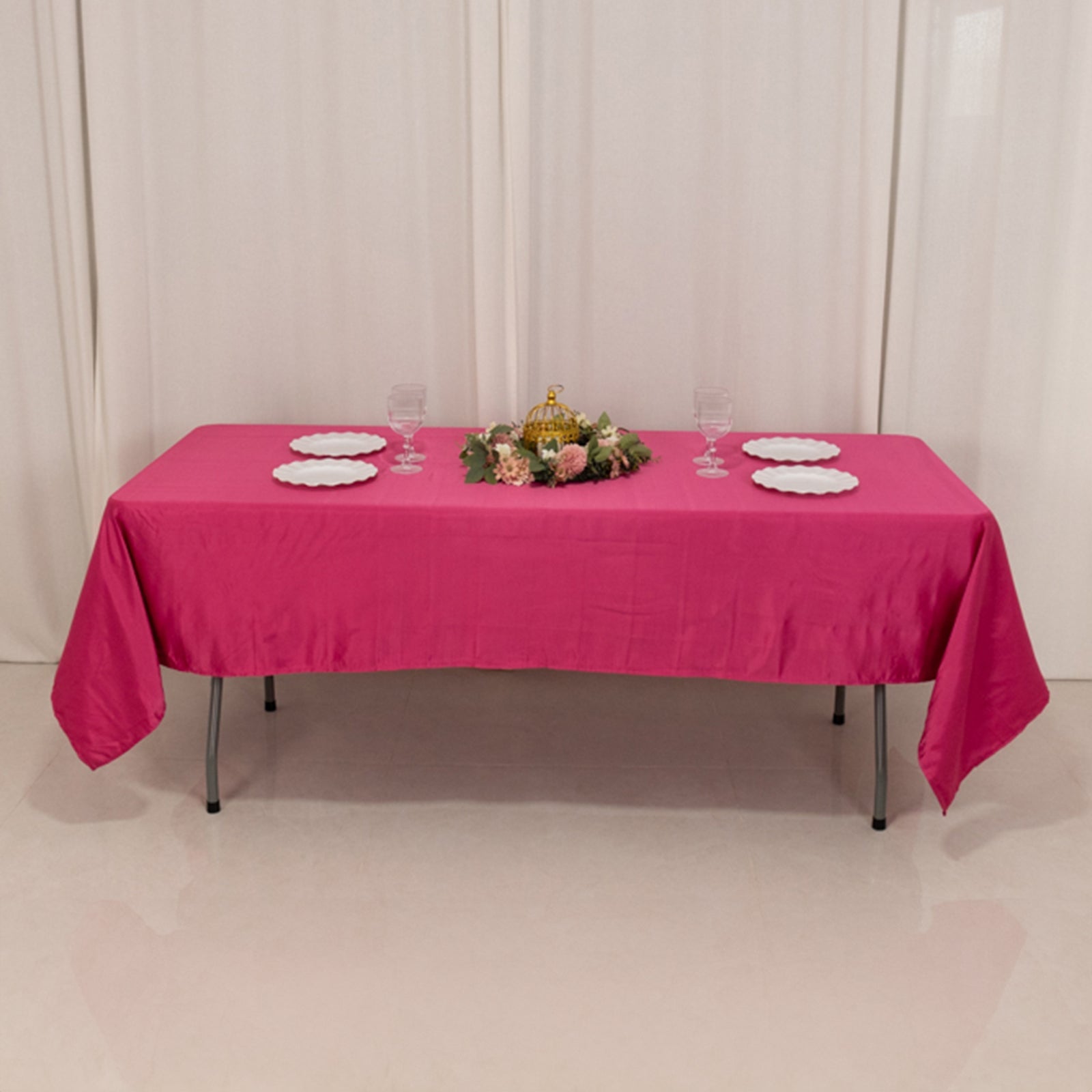Exclusive Fuchsia Lamour Satin Rectangle Tablecloth - 60x102, Durable & Silky Soft