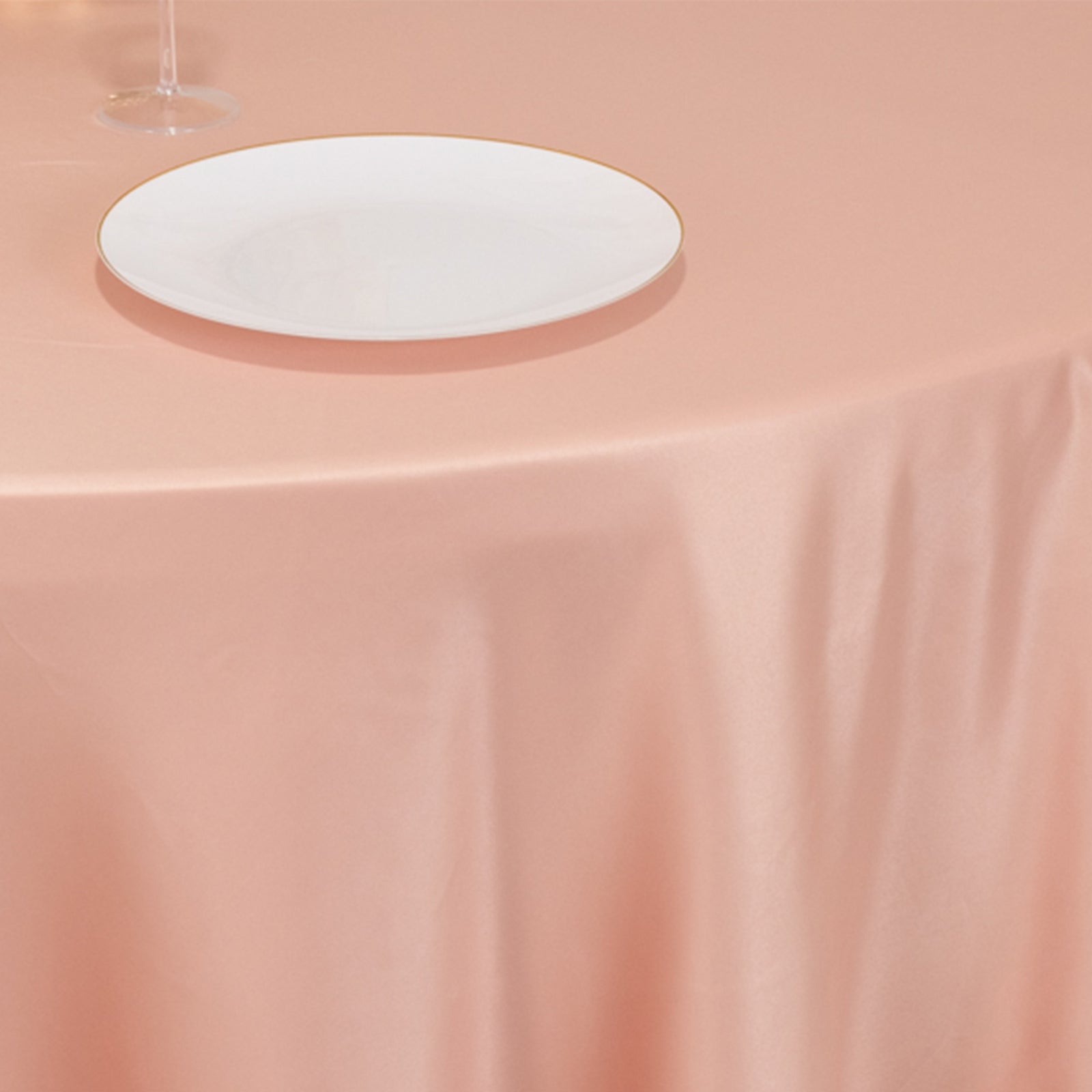 Hot Deal! Dusty Rose Lamour Satin Round Tablecloth - 120 Inch Seamless Cover with Soft Sheen