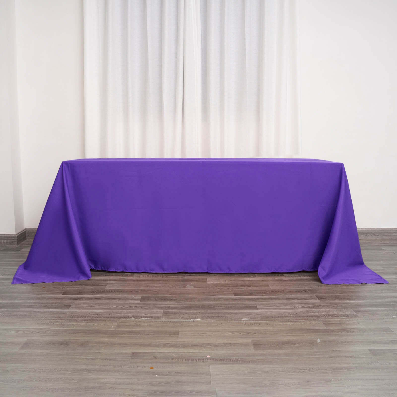 Purple 90x132 Polyester Seamless Wrinkle-Resistant Rectangle Tablecloth - Great Deal!