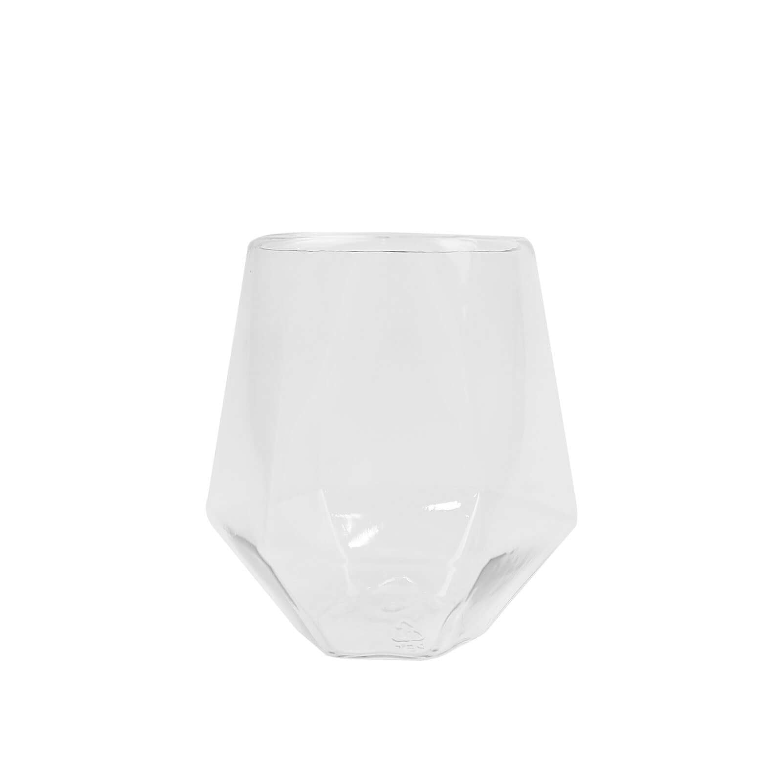 12-Piece Set of Reusable Clear Plastic Stemless Diamond-Shaped 12oz Wine & Whiskey Glasses