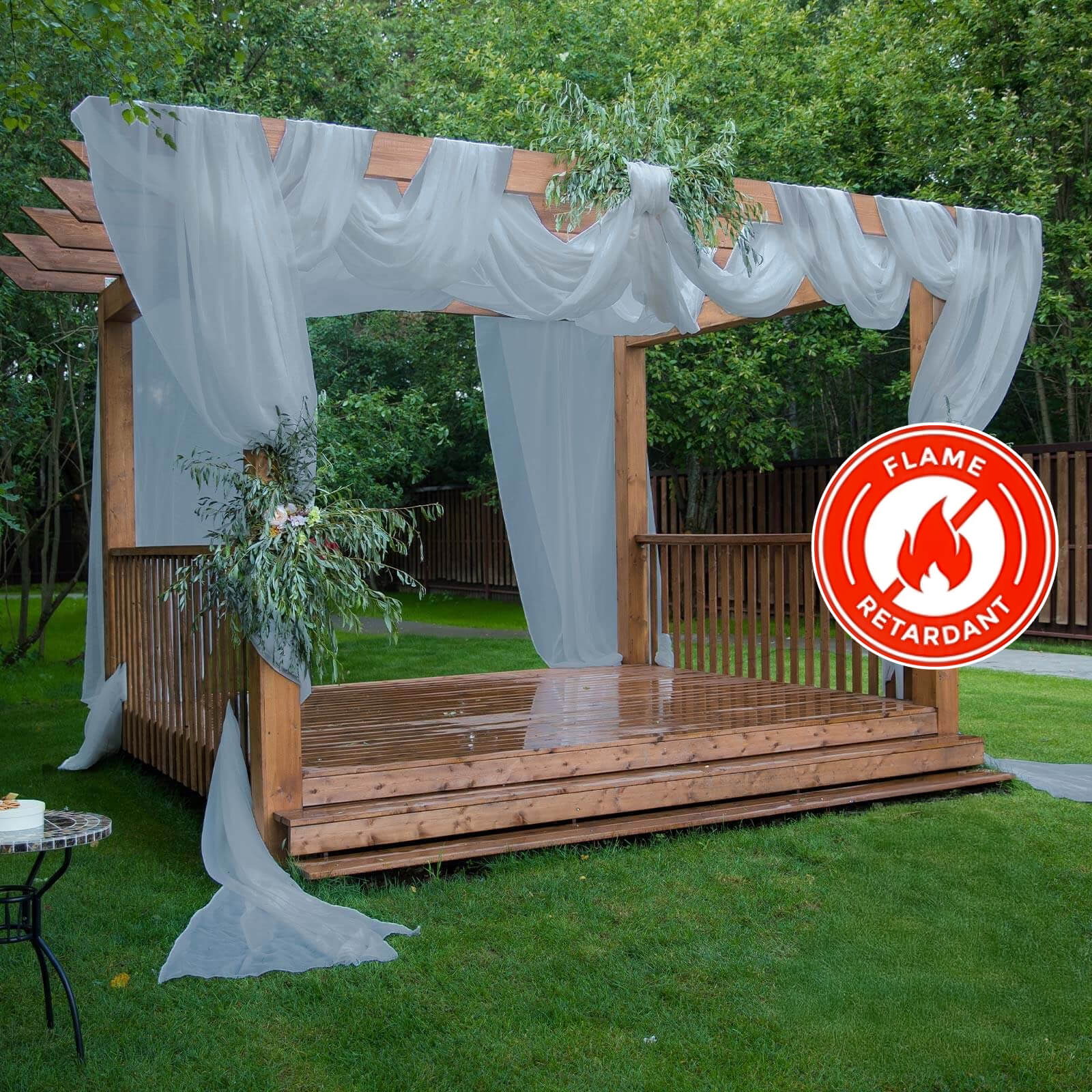 Premium 5ft x 32ft Dusty Blue Chiffon Curtain Panel - Durable Flame - Resistant Backdrop with Rod Pocket