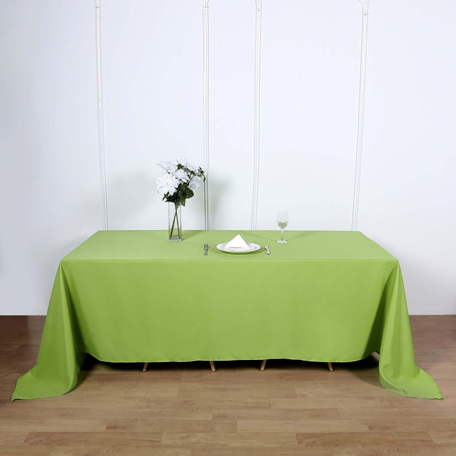 Wrinkle-Resistant Seamless Apple Green Polyester 90x132 Rectangle Tablecloth