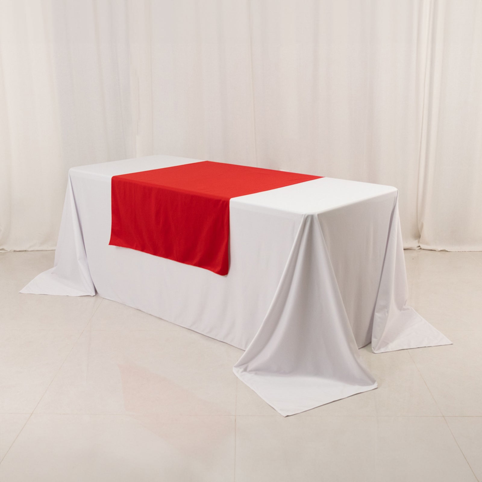 Durable Red Polyester 36x72 Table Runner for Trade Shows