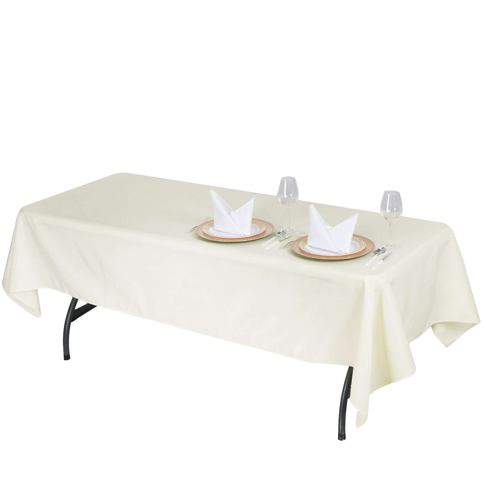 Ivory 60x102 Premium Polyester Rectangle Tablecloth - Durable 220GSM, Wrinkle-Resistant