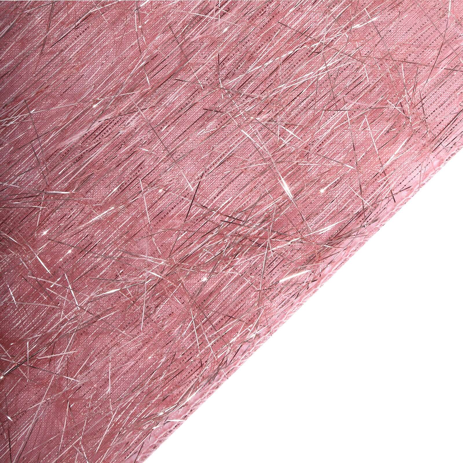 5-Pack Rose Gold Polyester Chair Sashes with Metallic Tinsel Fringe - Easy-to-Use Bows