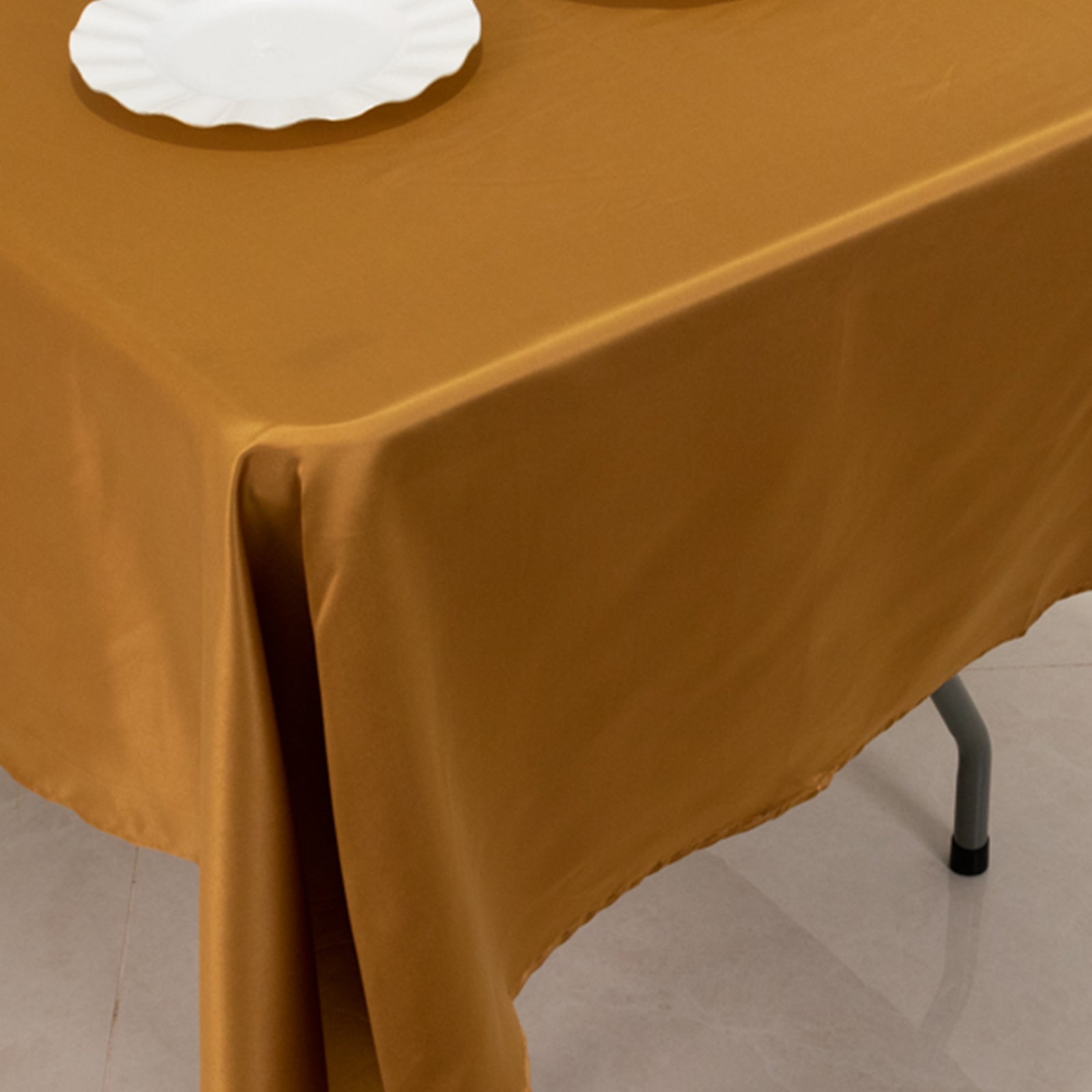 Hot Sale! Gold Lamour Satin Rectangle Tablecloth (60x102) for Weddings and Banquets - Durable and Silky Soft
