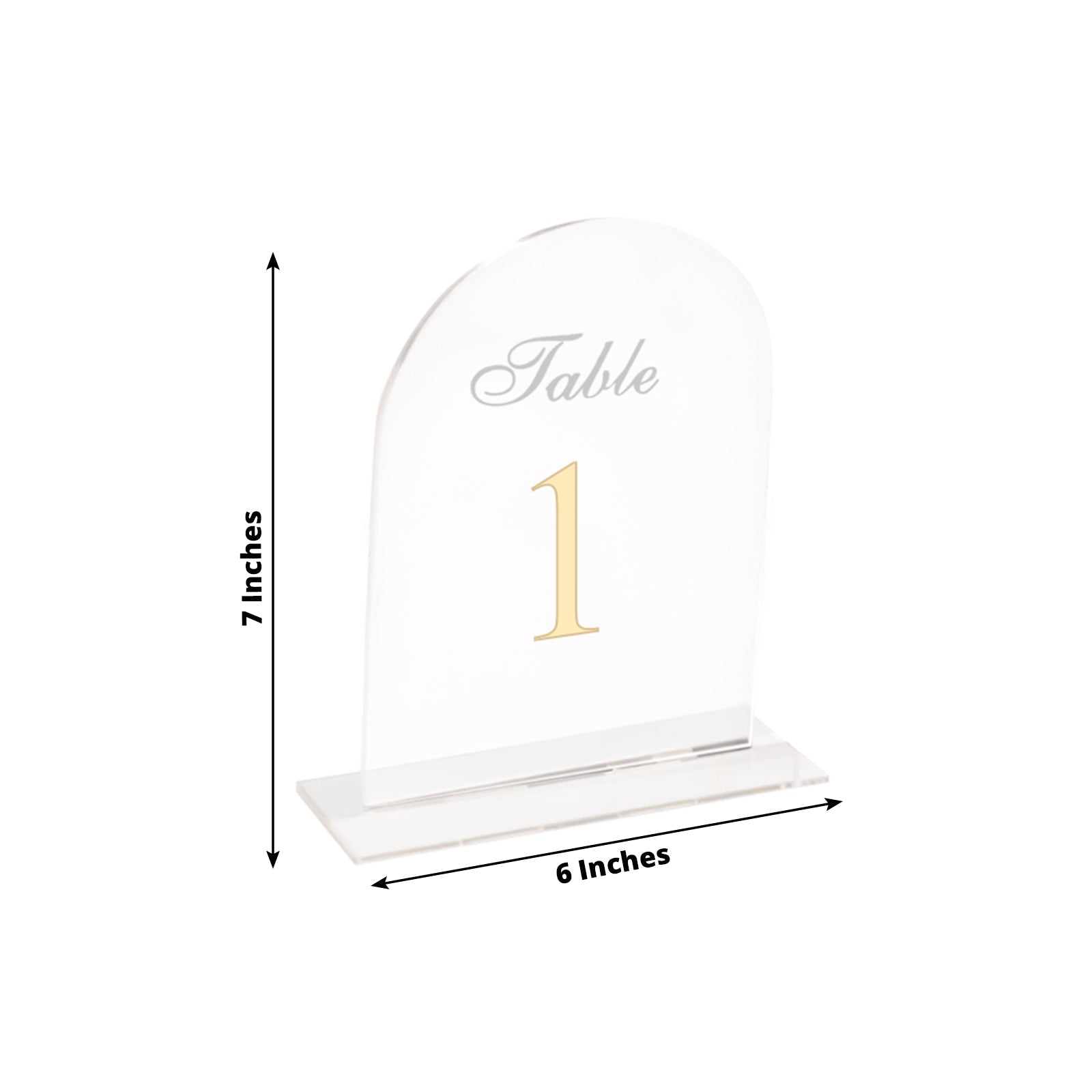 Hot Sale! Transparent Acrylic Wedding Reception Table Numbers 1 - 10 with Gold Print and Stands