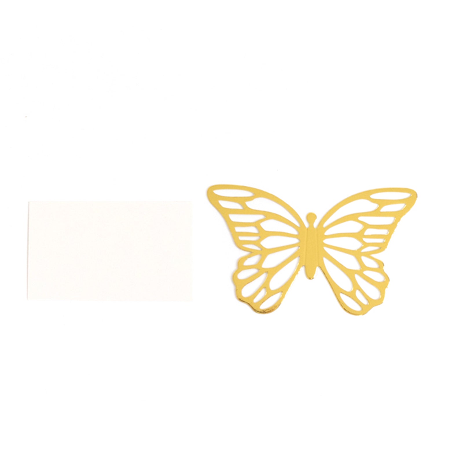 25-Piece Gold Paper Butterfly Place Card Holders with Printable White Cards - 3D Free-Standing 3x5 Table Number Stands