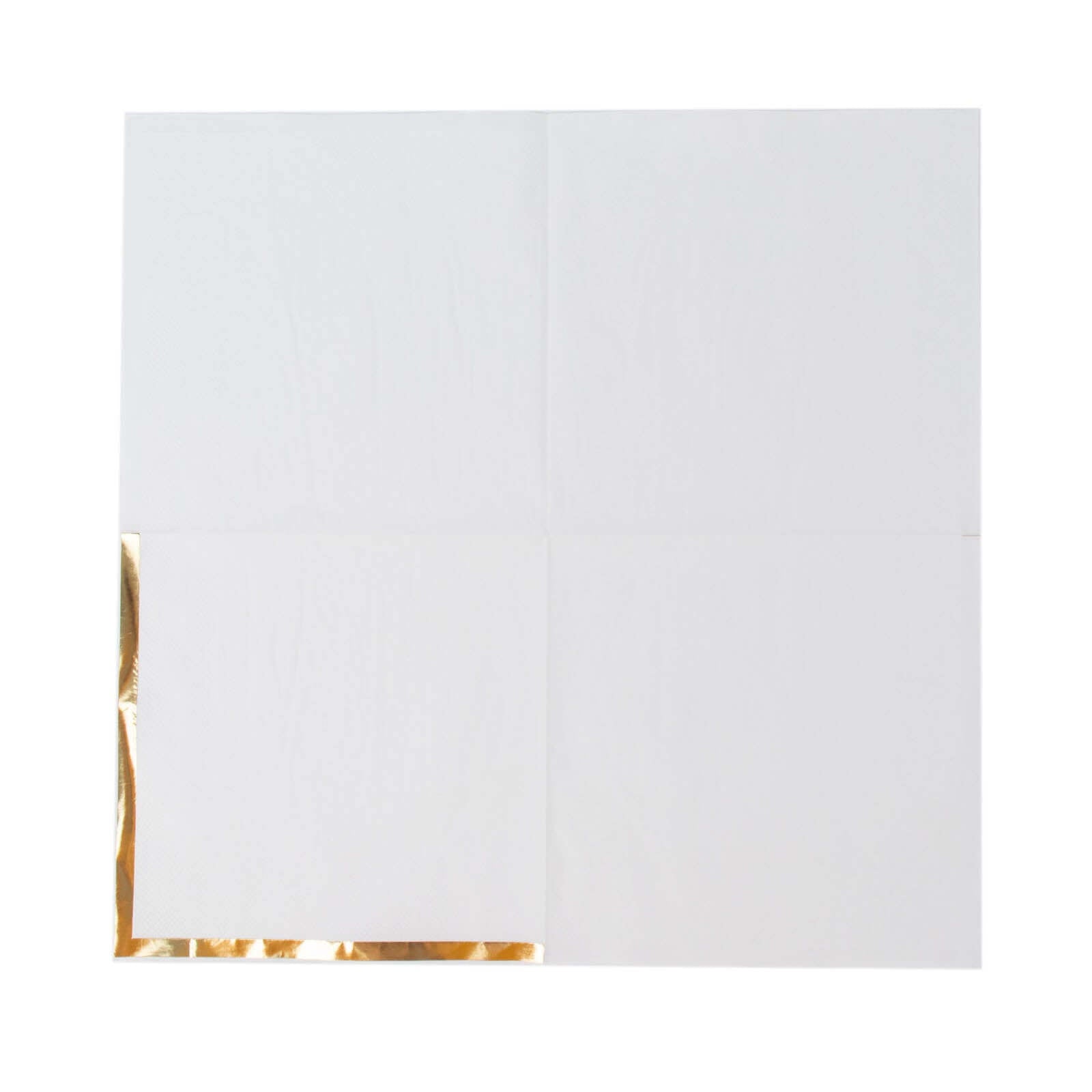 50-Piece Disposable 2-Ply White Cocktail Napkins with Gold Foil Edge, 6.5x6.5