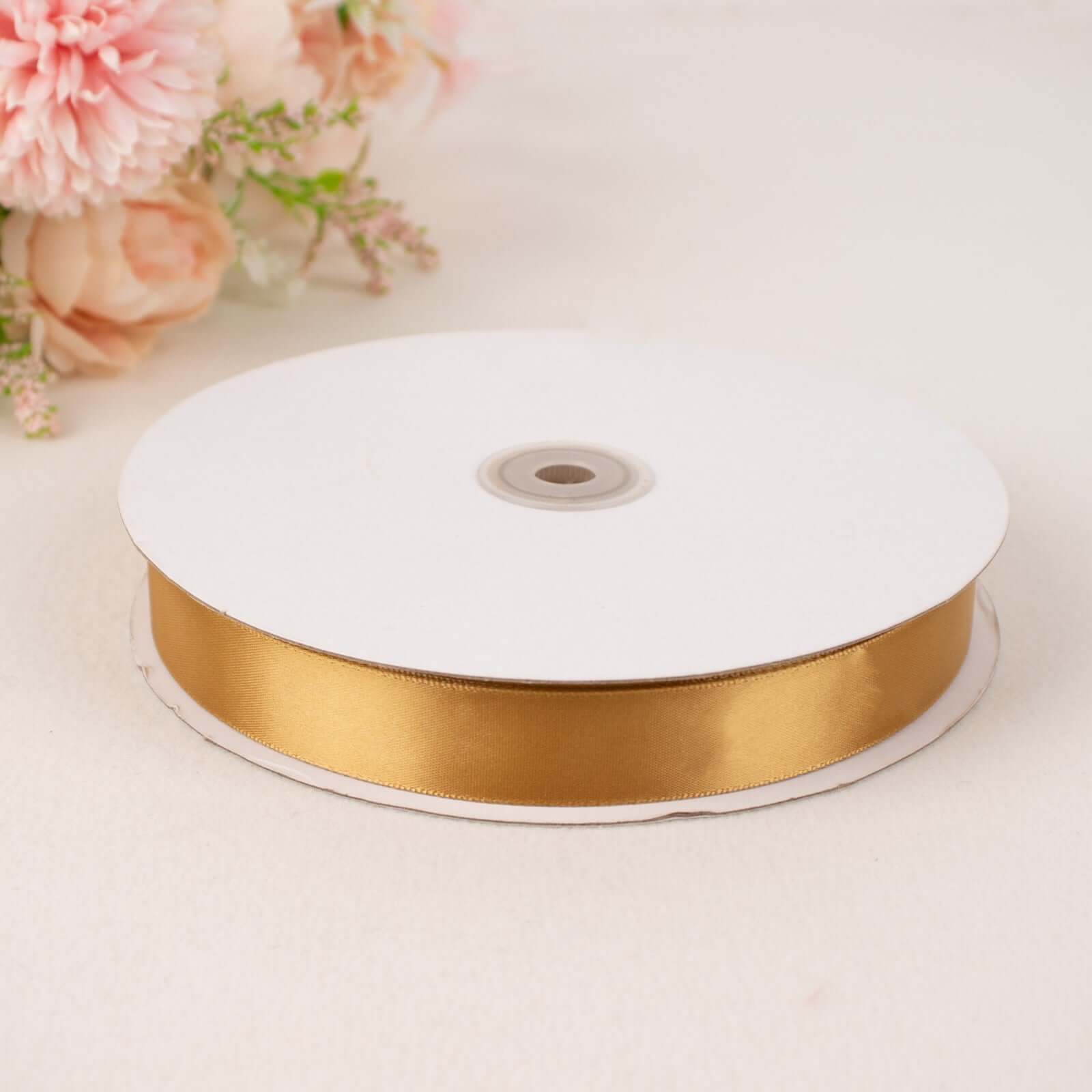 Exclusive Gold Single Face Decorative Satin Ribbon - 7/8