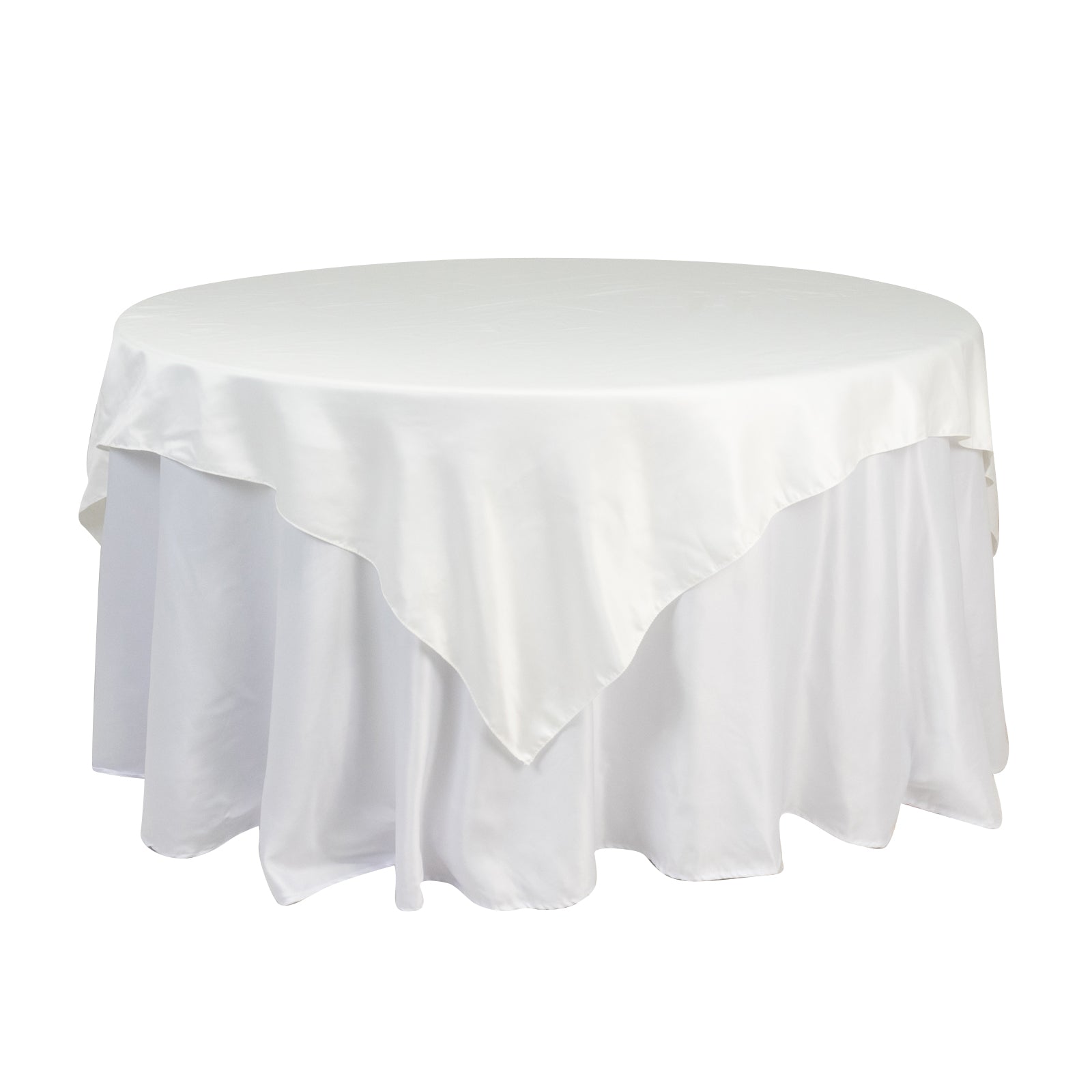 Hot Deal! Ivory Lamour Satin 72x72 Square Table Overlay with Smooth Finish