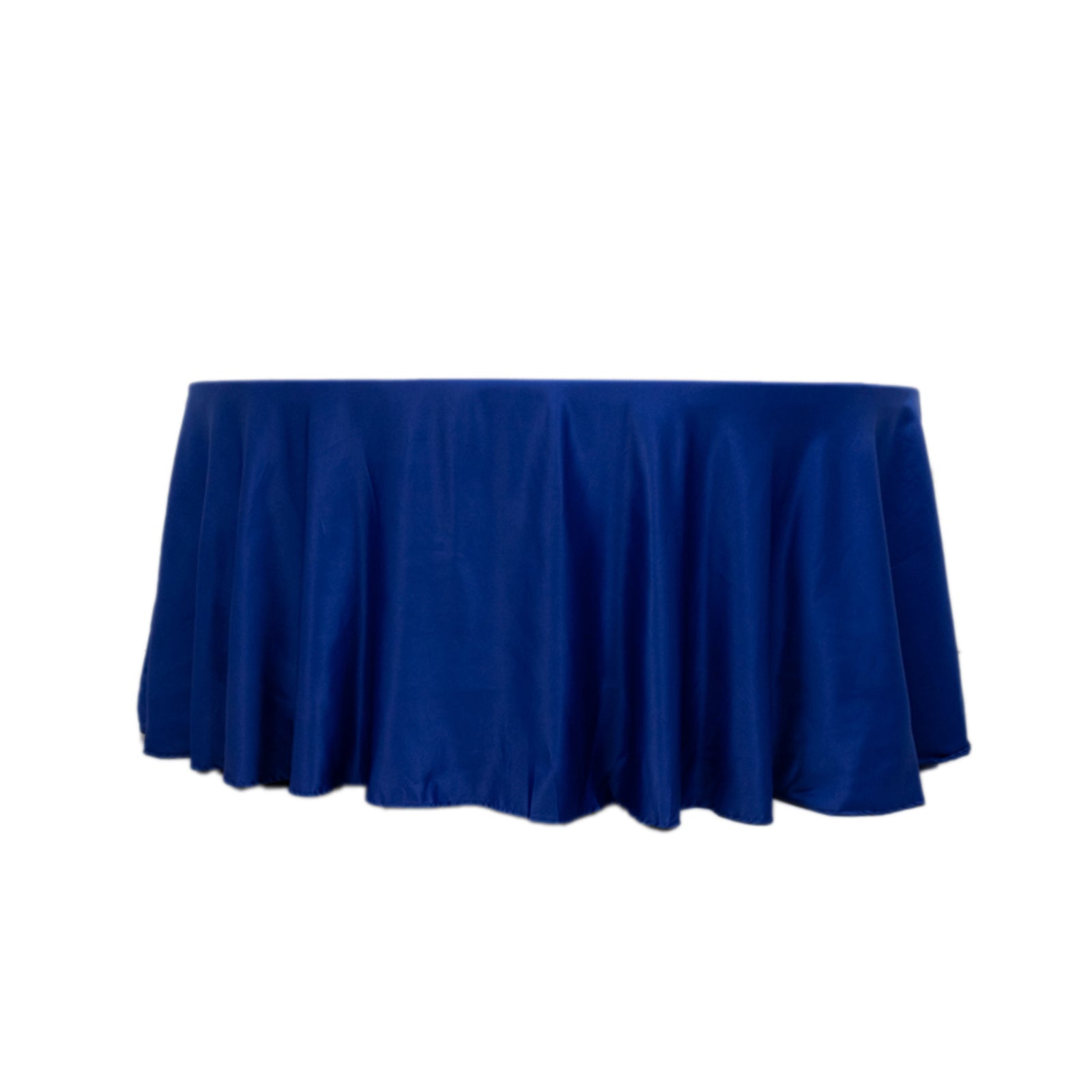 Royal Blue Lamour Satin Seamless 120-Inch Round Tablecloth with Soft Sheen