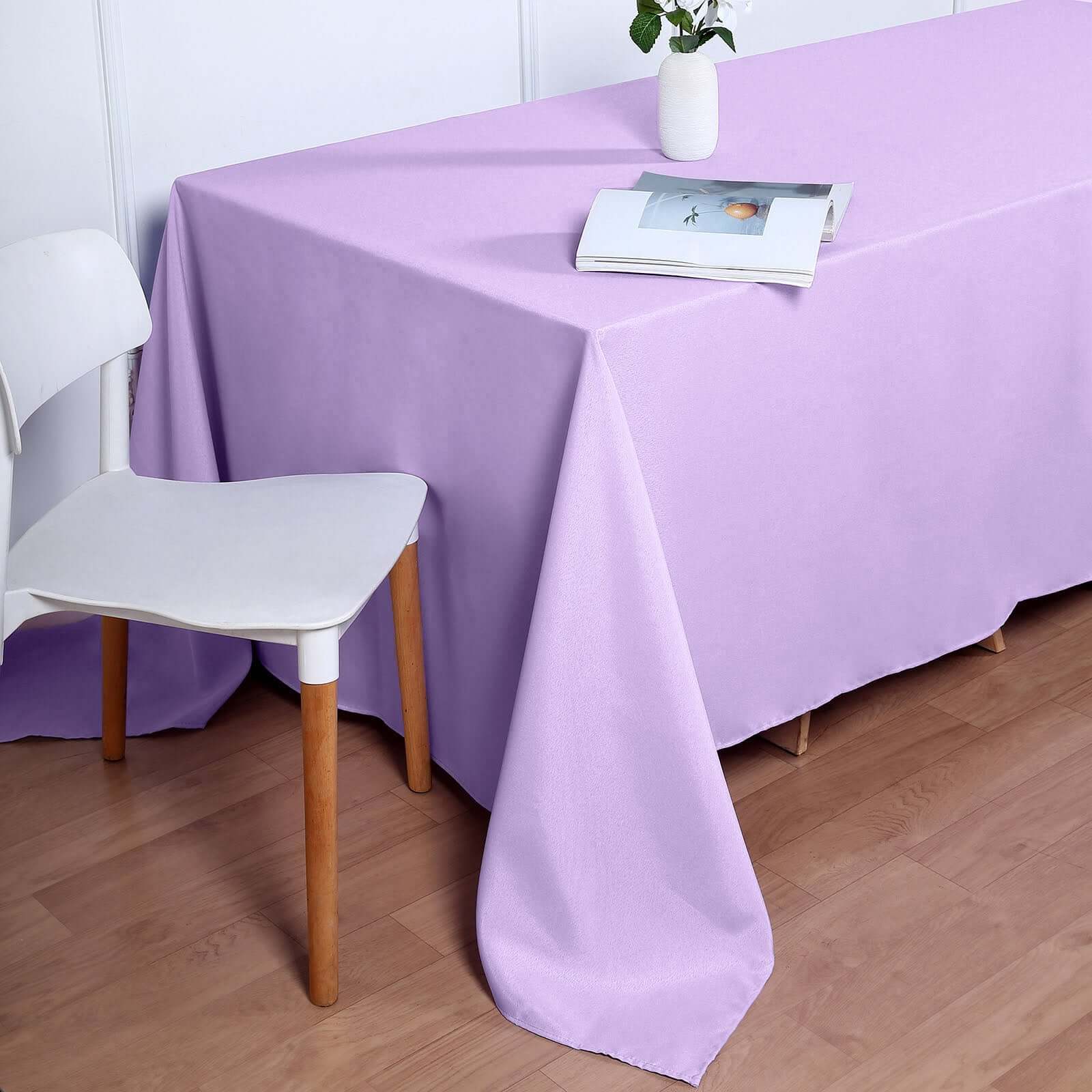 Amazing Seamless Wrinkle-Resistant Polyester Rectangle Tablecloth in Lavender Lilac, 90x132