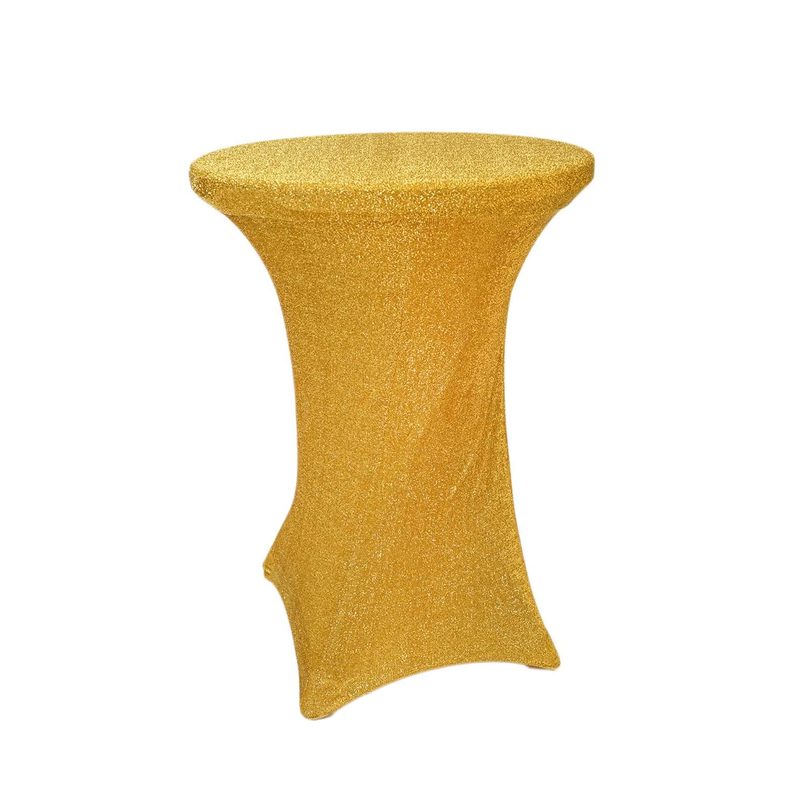 Gorgeous Gold Metallic Spandex Cocktail Table Cover - Perfect Stretch Fit for 24'-36' Tables