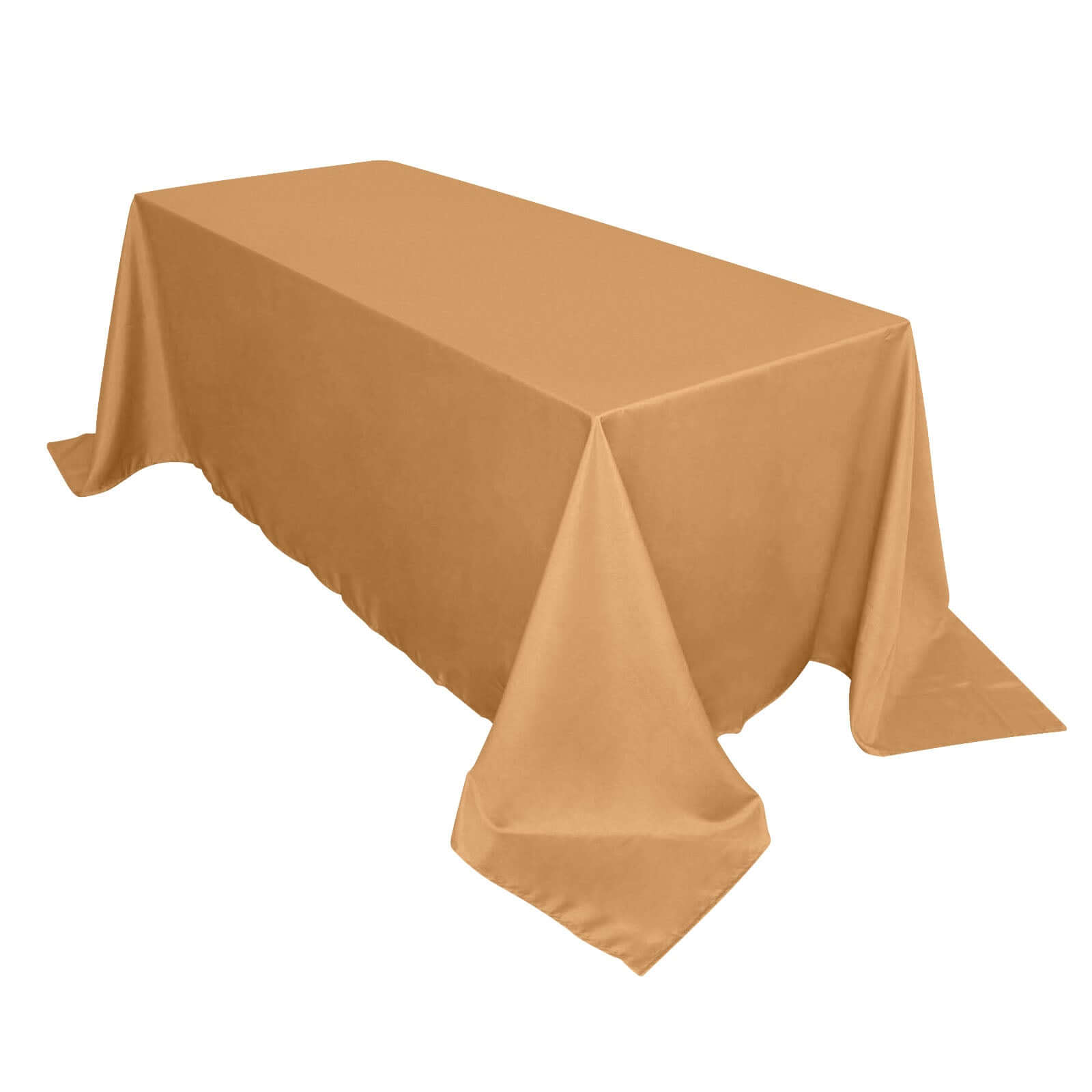 Exclusive Gold Polyester 90x132 Rectangle Tablecloth - Seamless & Wrinkle-Resistant for Luxurious Celebrations