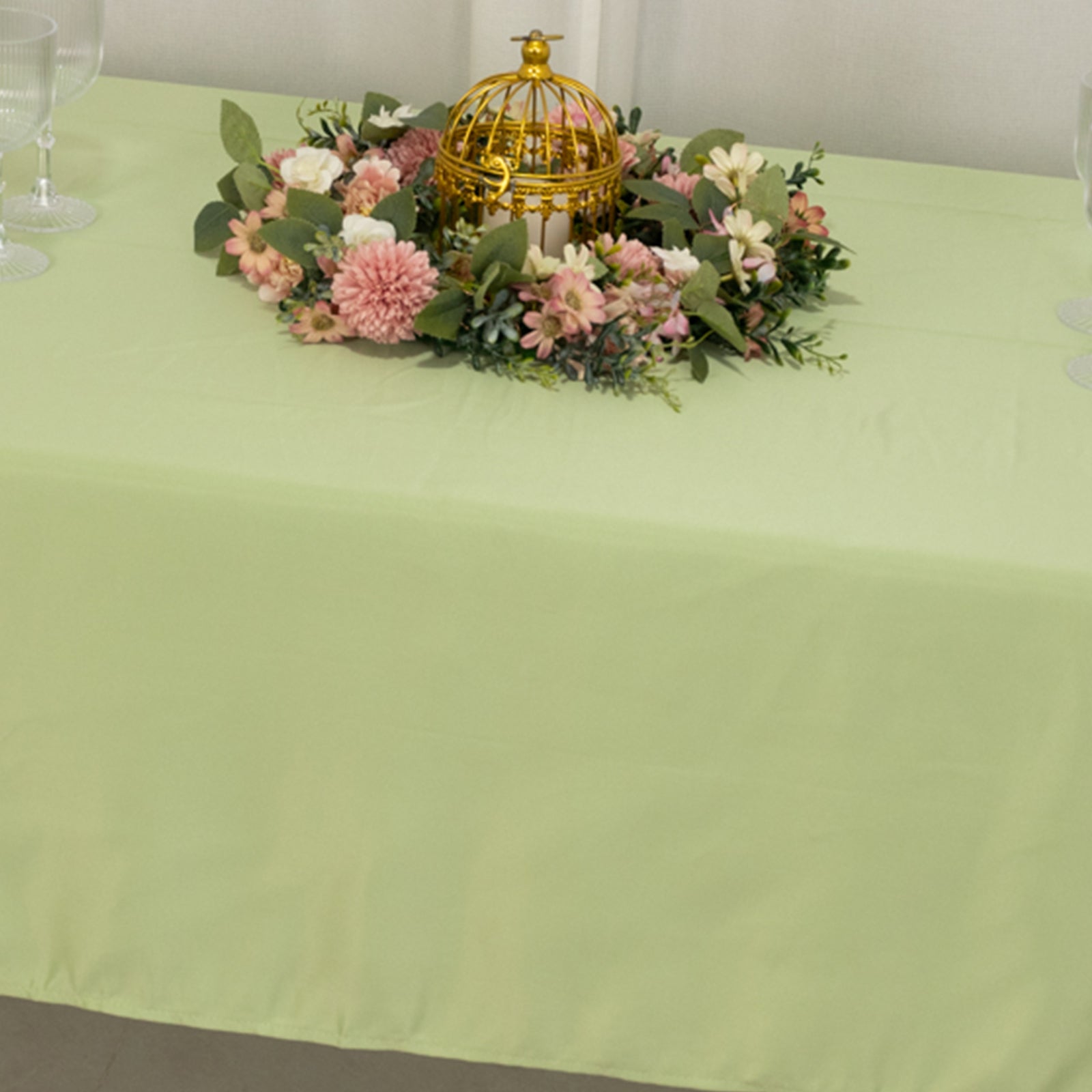 Lamour Satin Sage Green Rectangle Tablecloth - Durable & Soft, 60x102