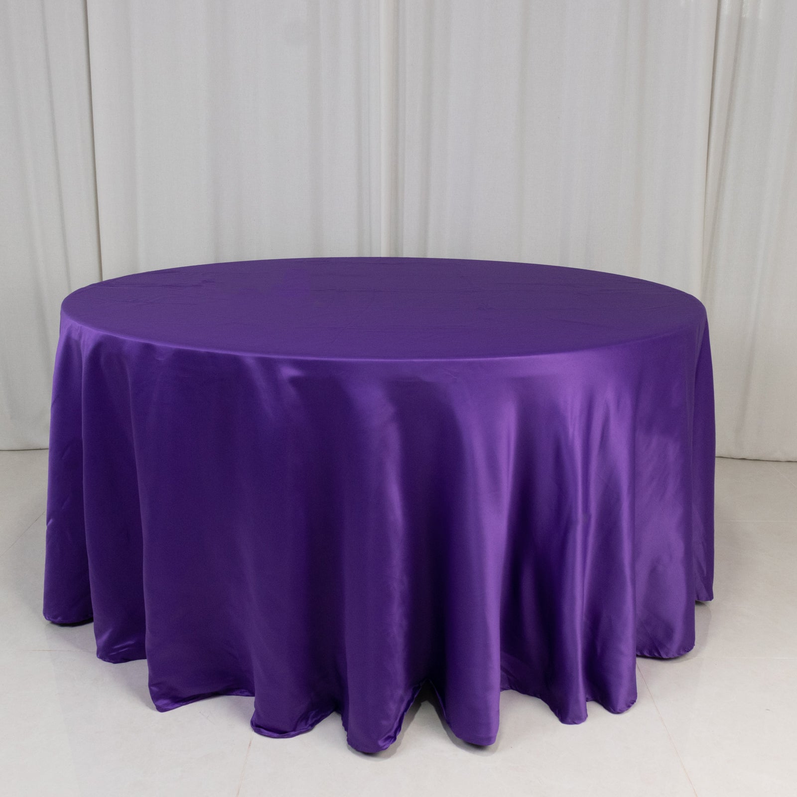 Hot Deal! Purple Lamour Satin 120" Round Seamless Tablecloth with Soft Sheen