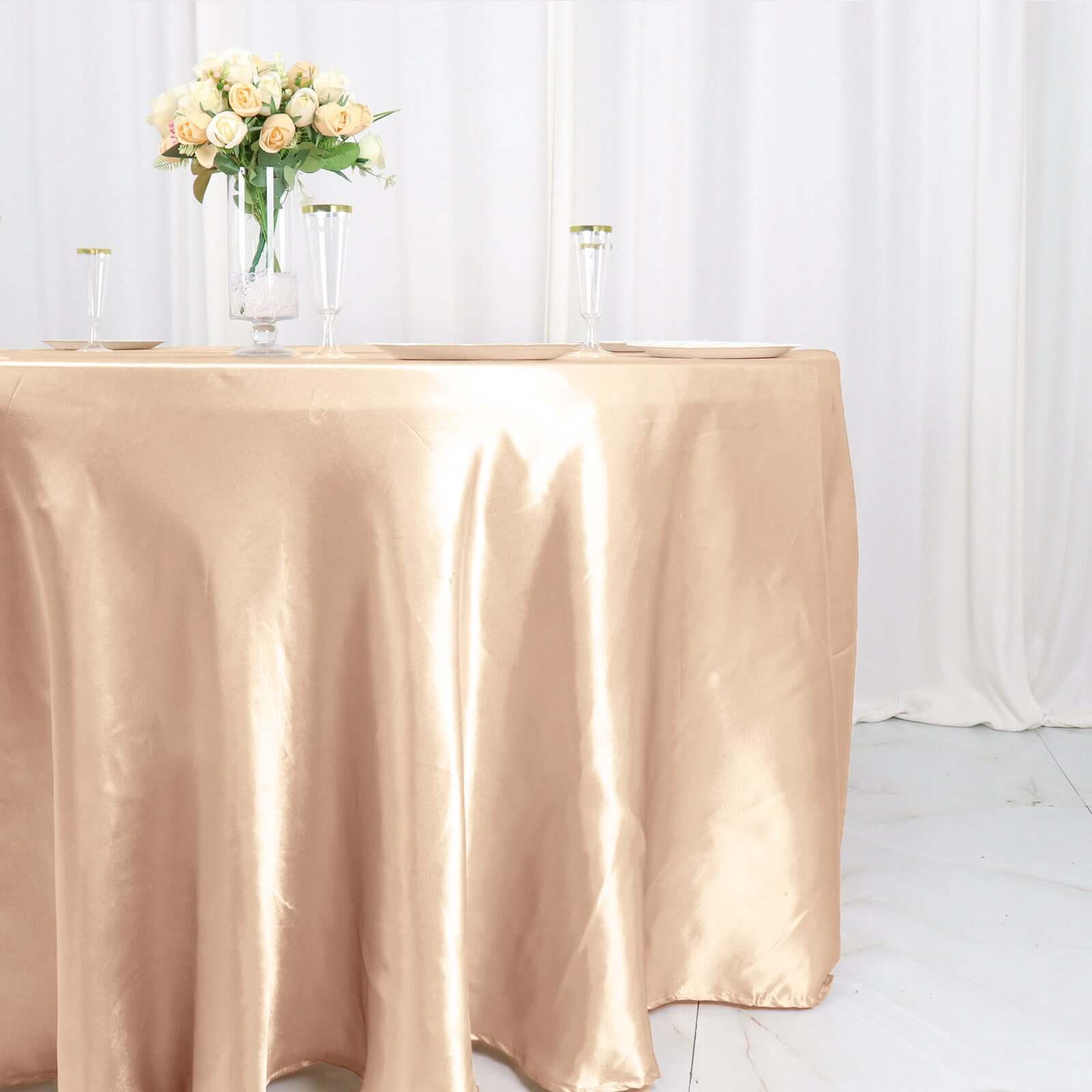 Stylish Seamless Nude Satin 120 - inch Round Tablecloth