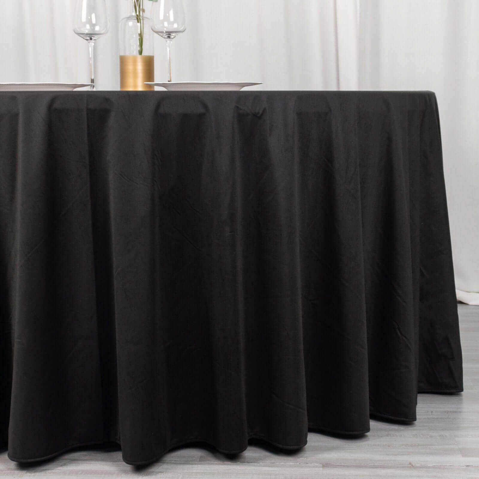 Exclusive Premium Black 120' Round Scuba Tablecloth - Wrinkle & Stain Free for Weddings & Events