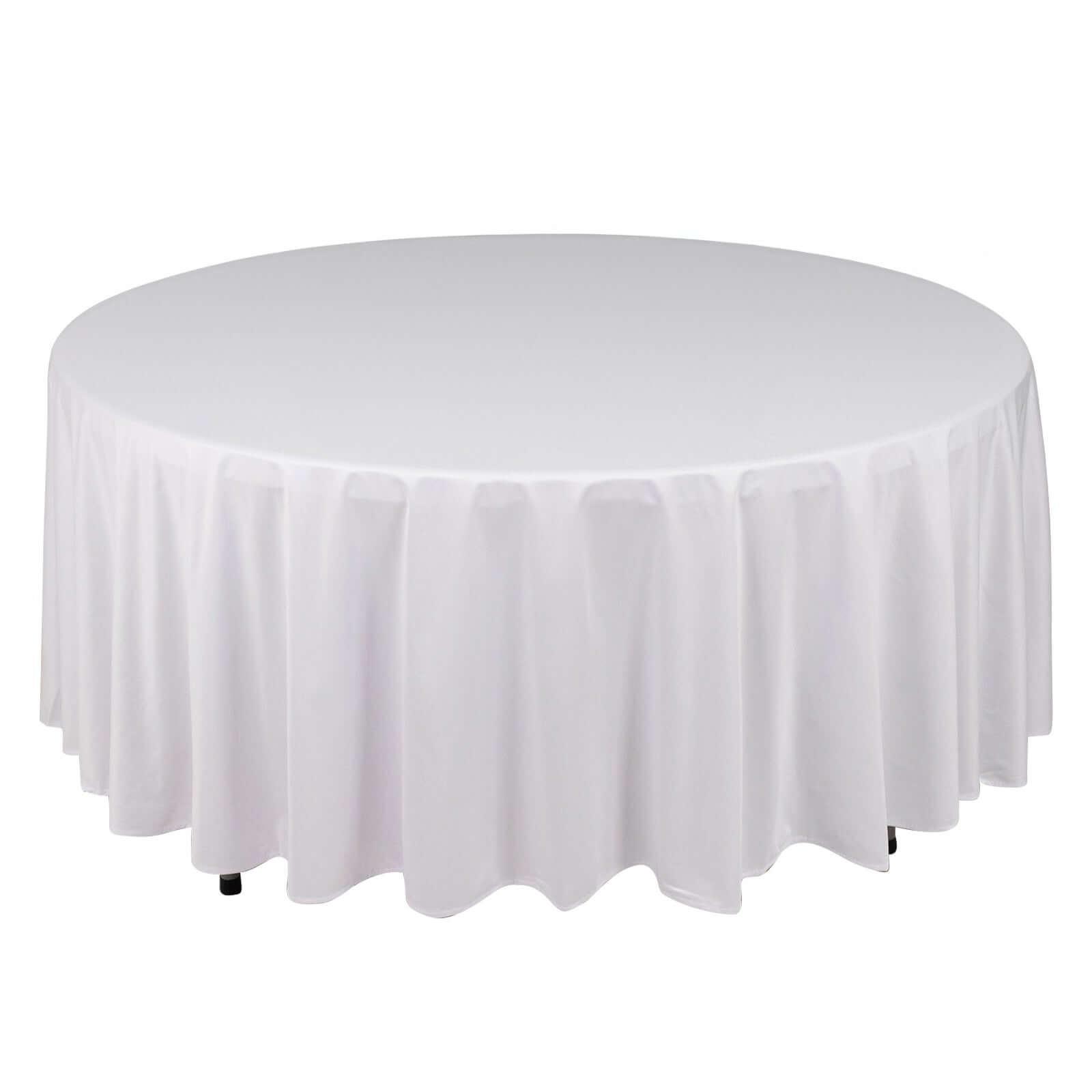 Premium Wrinkle-Free & Stain-Resistant White Scuba Round 108 Tablecloth for Elegant Events
