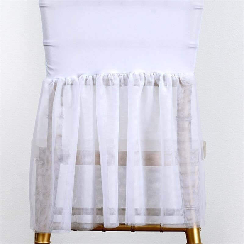 Stylish White Spandex Chair Cover Skirt in Tutu Style for Weddings and Formal Events