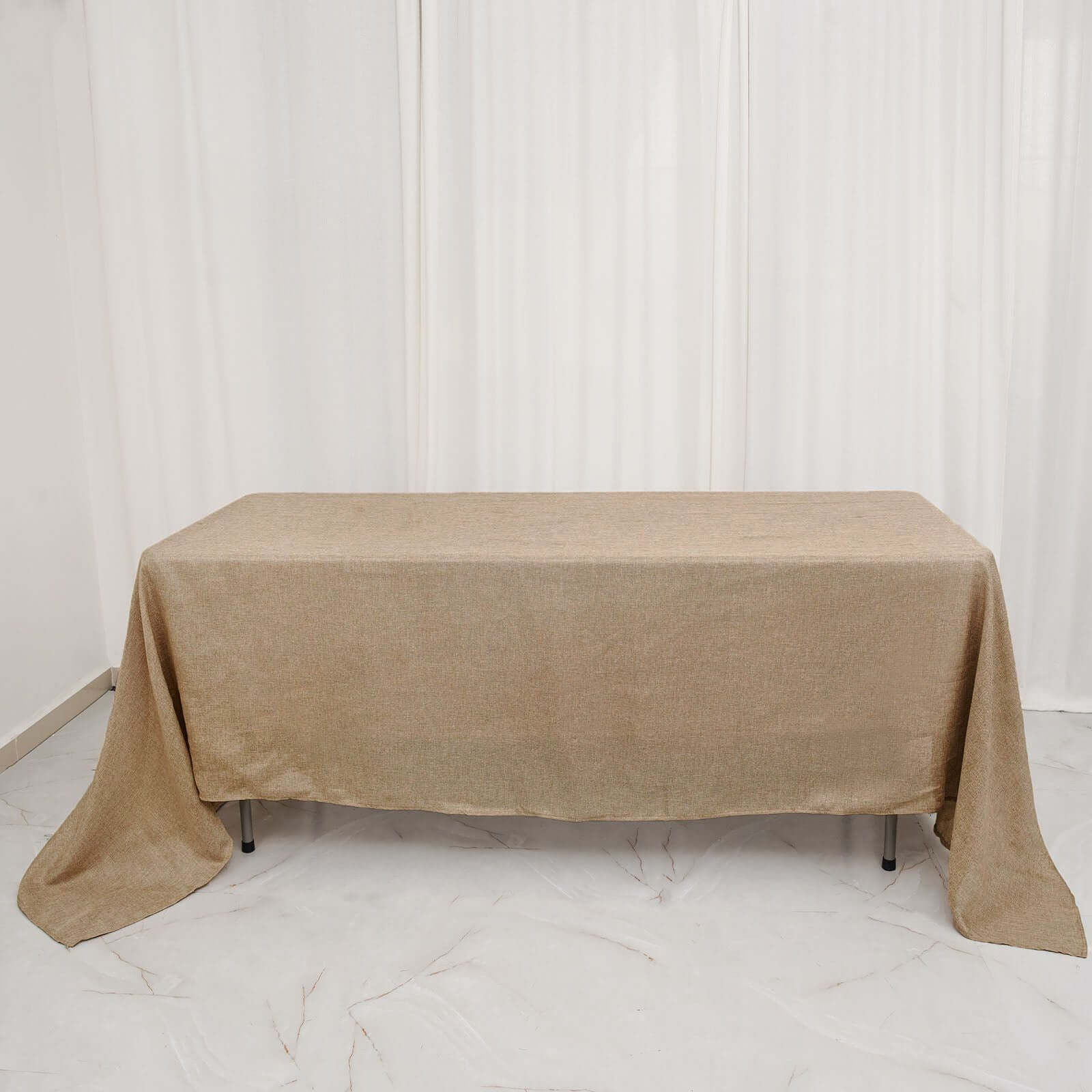 Natural Faux Burlap Rectangle Tablecloth for Rustic Events - 60x102